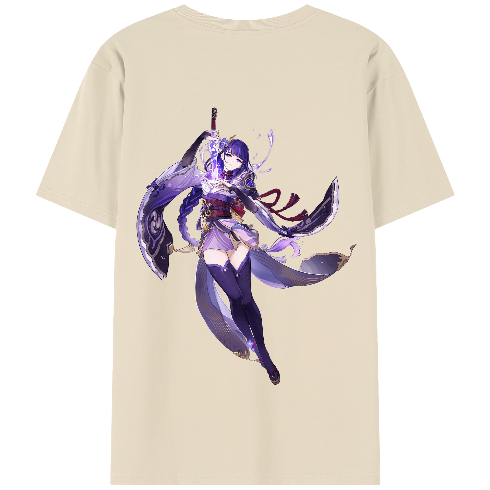 げんし神 雷電将軍 らいでんしょうぐん genshin Raiden Shogun 綿100％半袖Tシャツ（背面プリント）