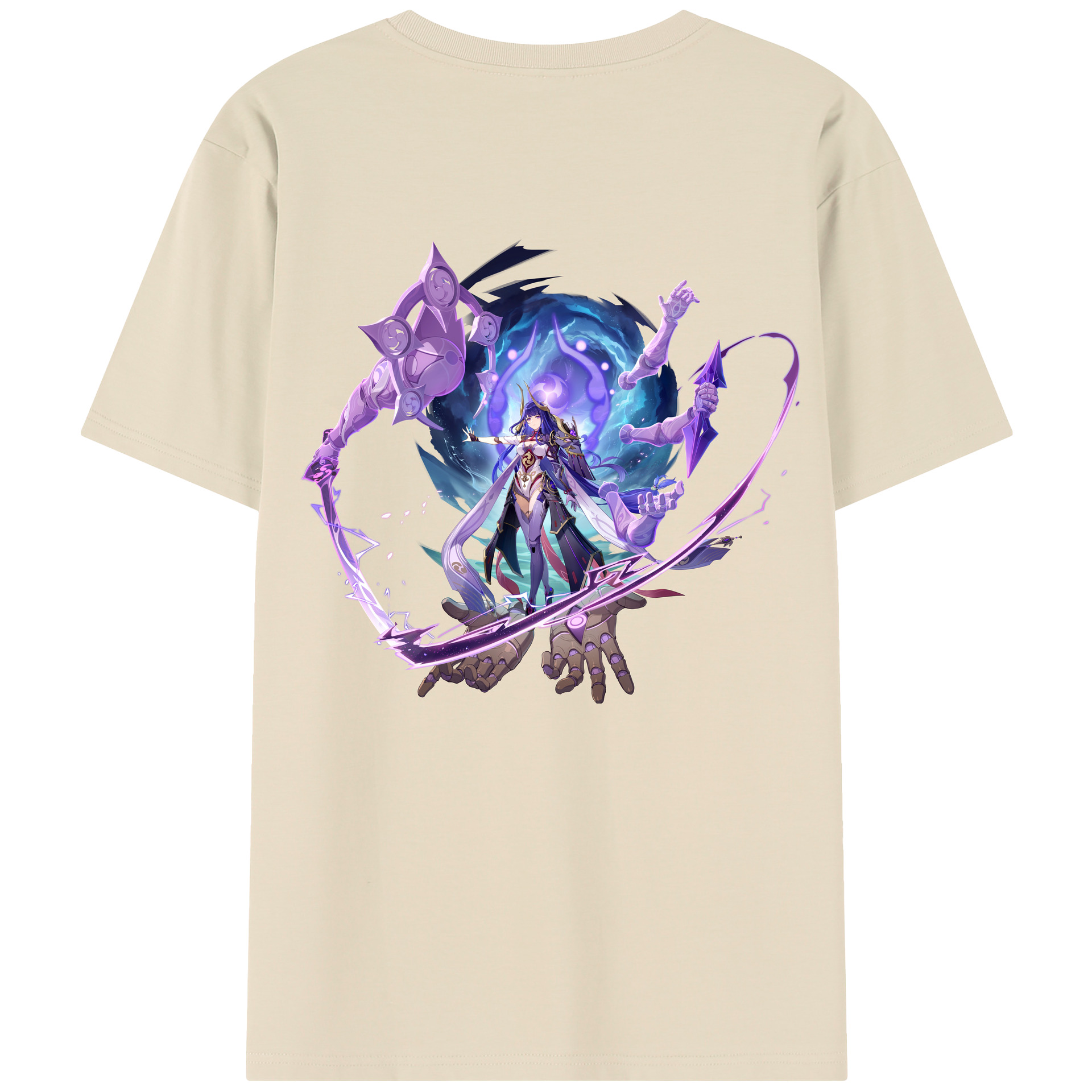 げんし神 雷電将軍 らいでんしょうぐん genshin Raiden Shogun 綿100％半袖Tシャツ（背面プリント）