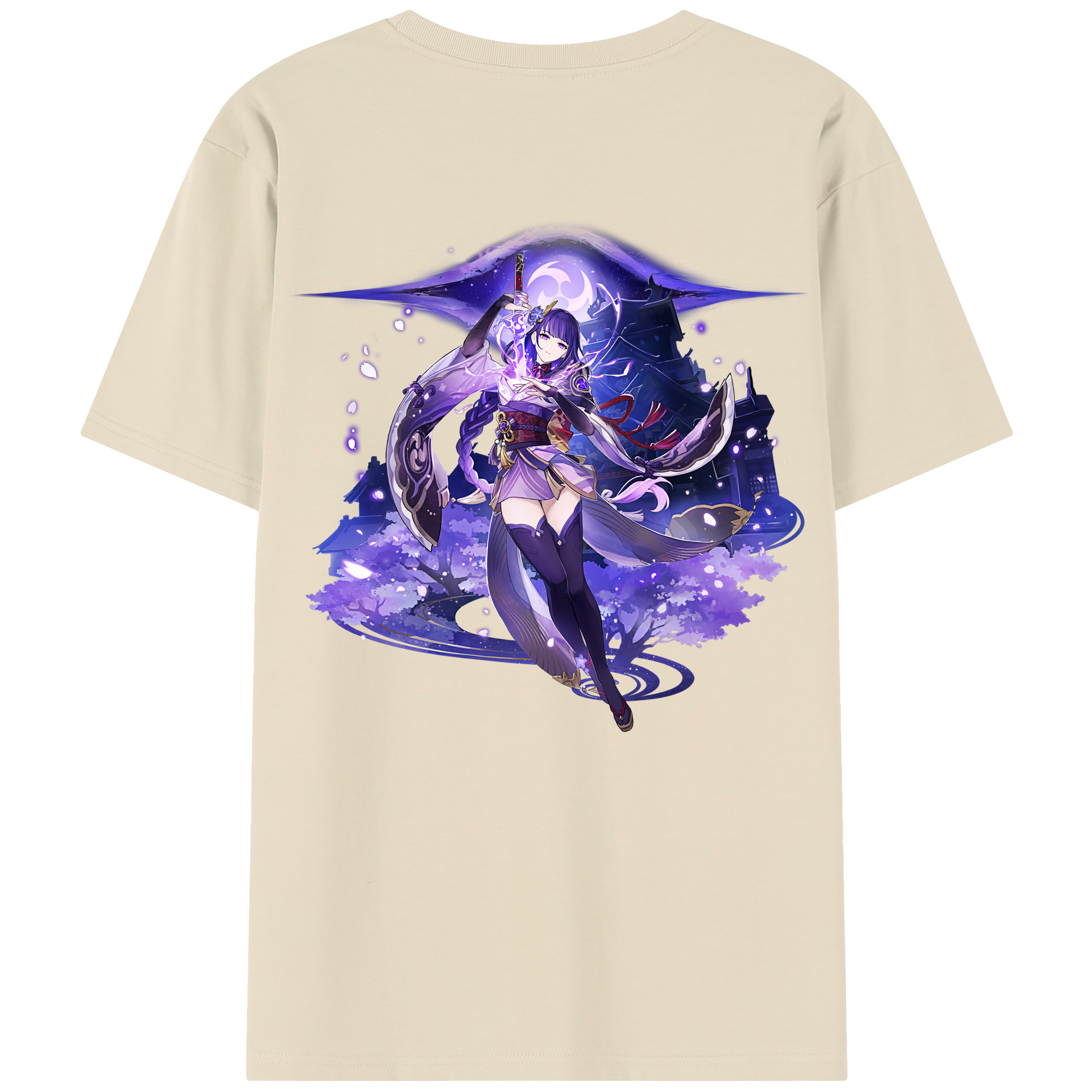 げんし神 雷電将軍 らいでんしょうぐん genshin Raiden Shogun 綿100％半袖Tシャツ（背面プリント）