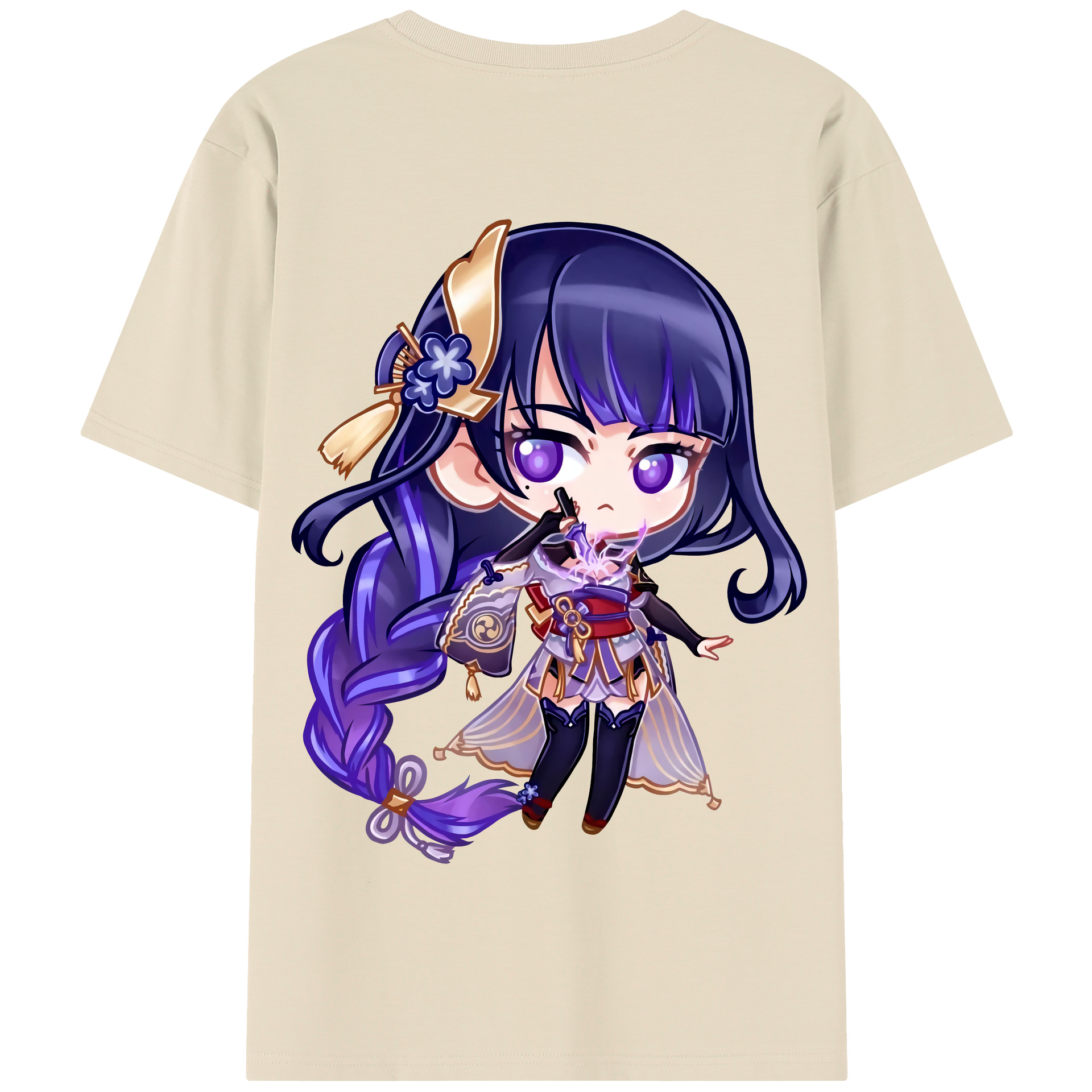 げんし神 雷電将軍 らいでんしょうぐん genshin Raiden Shogun 綿100％半袖Tシャツ（背面プリント）