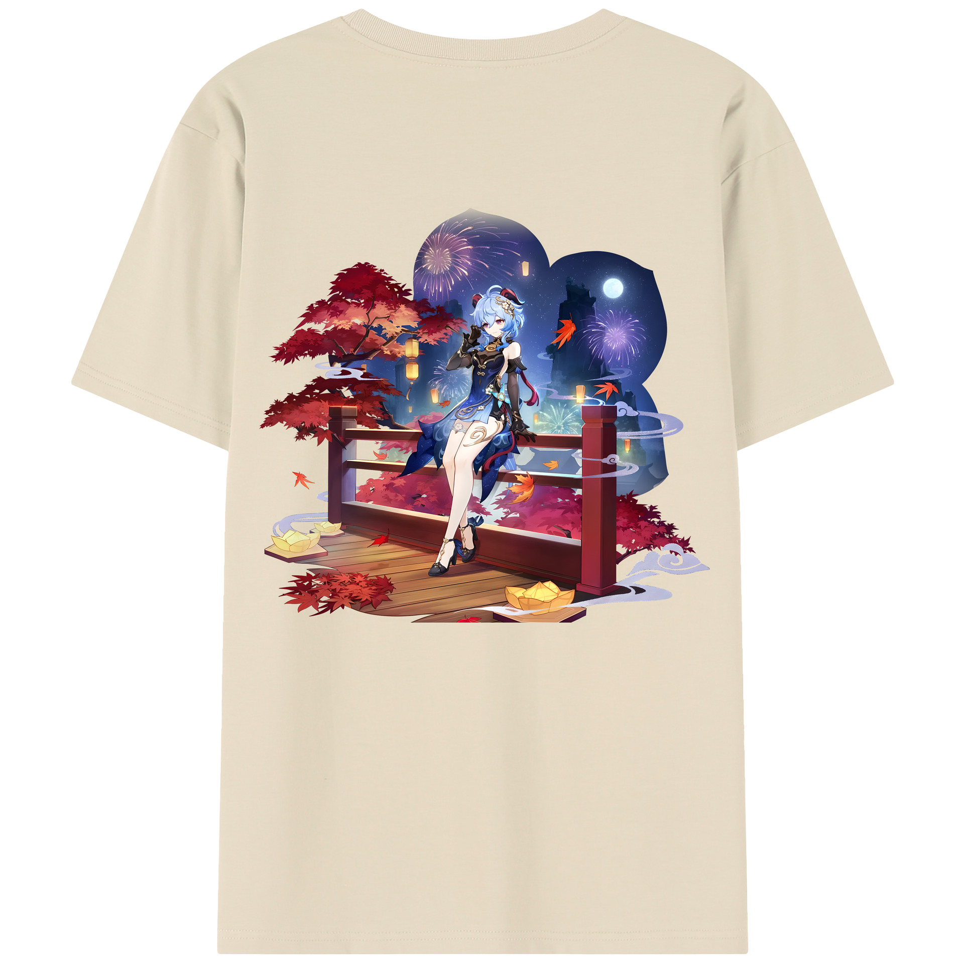 げんし神 甘雨 かんう genshin Ganyu 綿100％半袖Tシャツ（背面プリント）