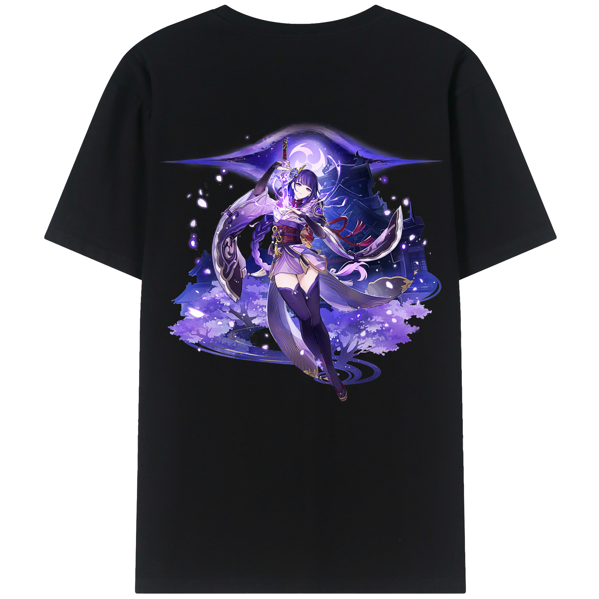 げんし神 雷電将軍 らいでんしょうぐん genshin Raiden Shogun 綿100％半袖Tシャツ（背面プリント）