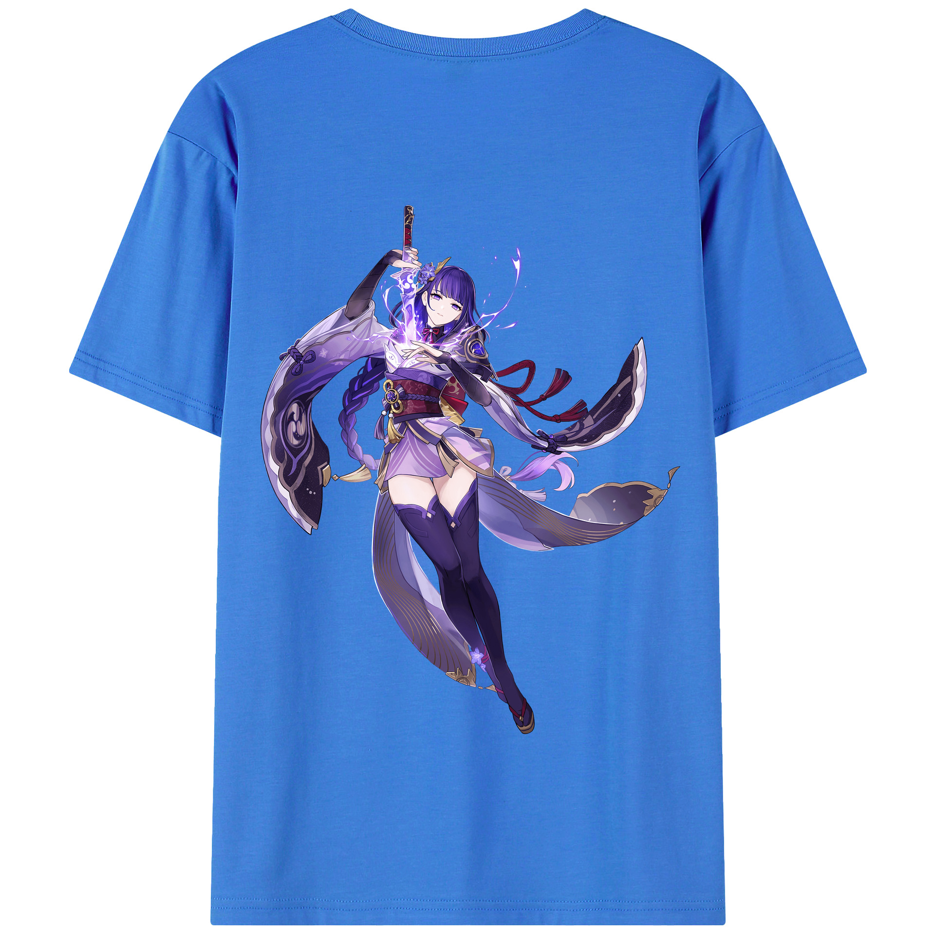 げんし神 雷電将軍 らいでんしょうぐん genshin Raiden Shogun 綿100％半袖Tシャツ（背面プリント）