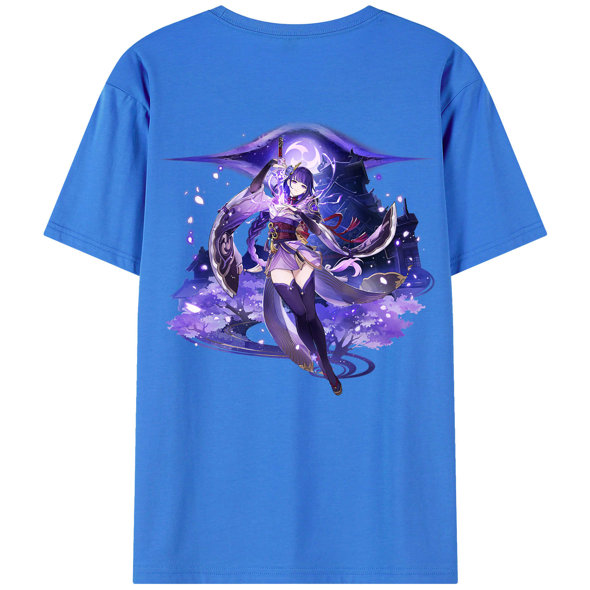 げんし神 雷電将軍 らいでんしょうぐん genshin Raiden Shogun 綿100％半袖Tシャツ（背面プリント）