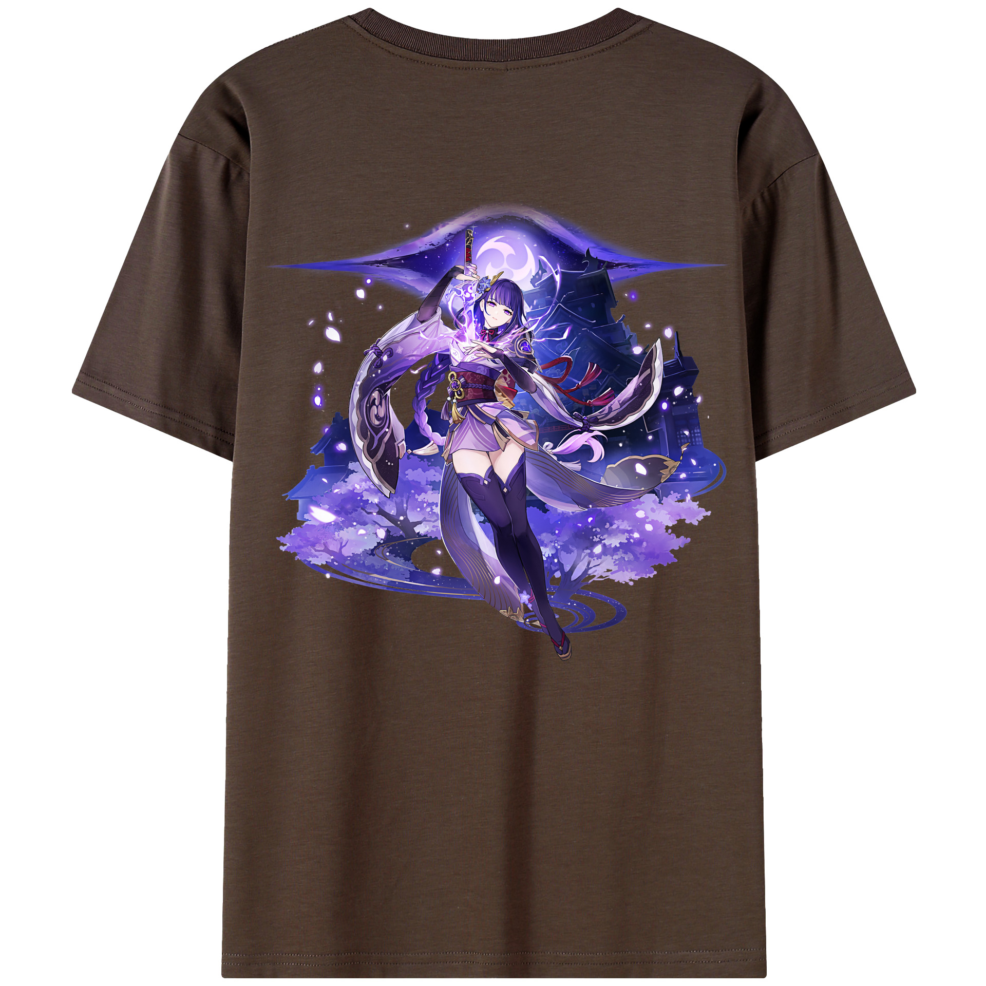 げんし神 雷電将軍 らいでんしょうぐん genshin Raiden Shogun 綿100％半袖Tシャツ（背面プリント）