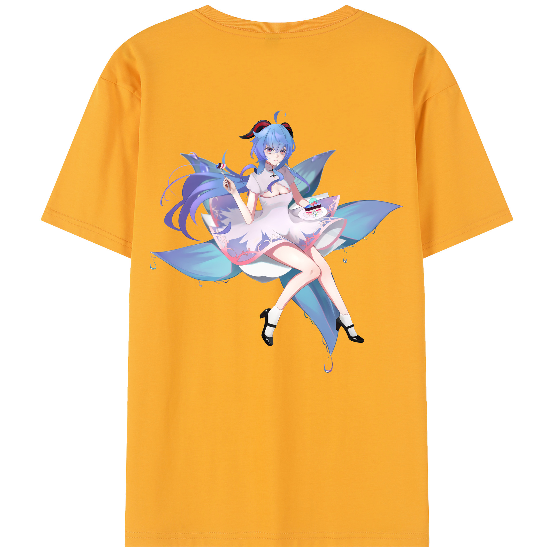げんし神 甘雨 かんう genshin Ganyu 綿100％半袖Tシャツ（背面プリント）