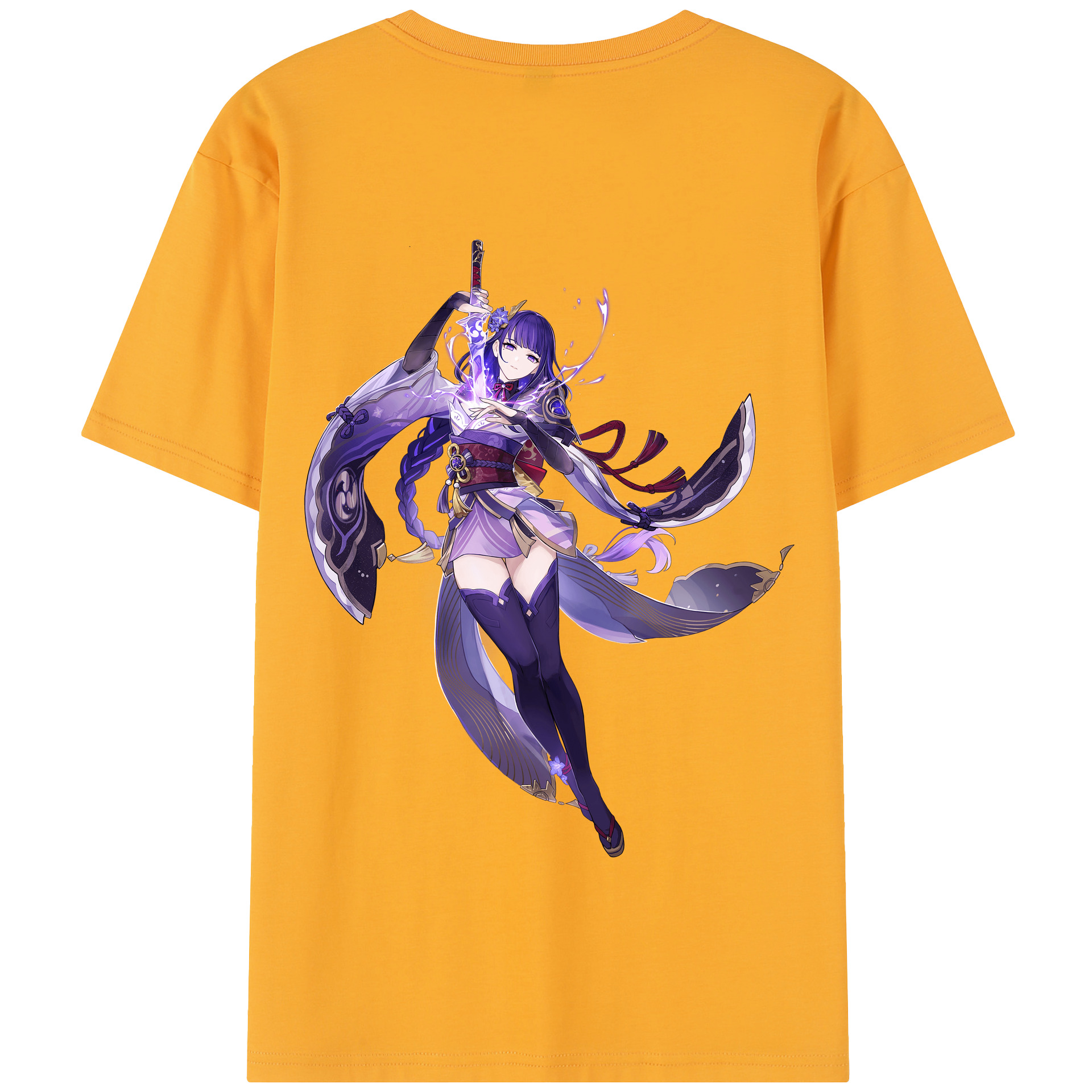 げんし神 雷電将軍 らいでんしょうぐん genshin Raiden Shogun 綿100％半袖Tシャツ（背面プリント）