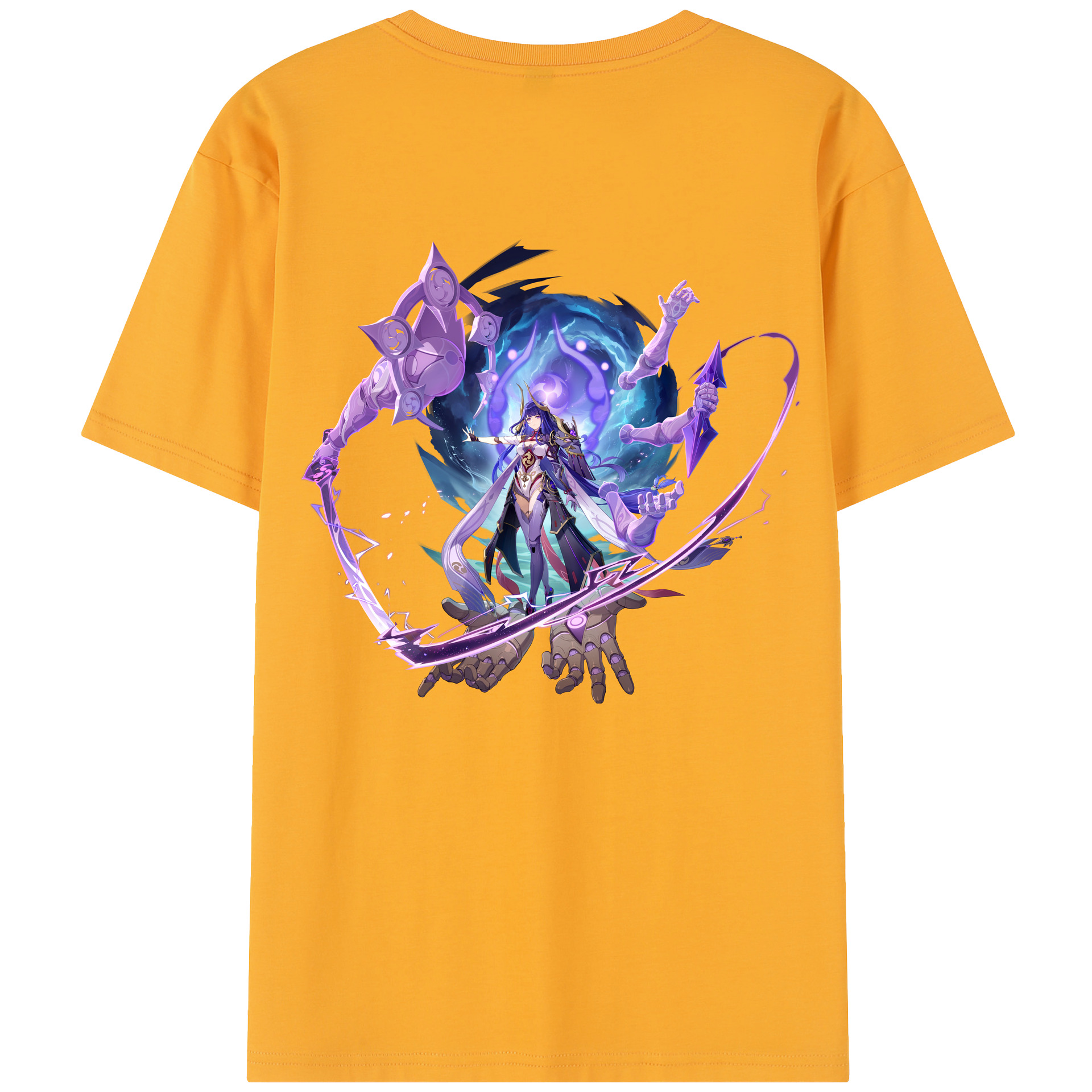 げんし神 雷電将軍 らいでんしょうぐん genshin Raiden Shogun 綿100％半袖Tシャツ（背面プリント）