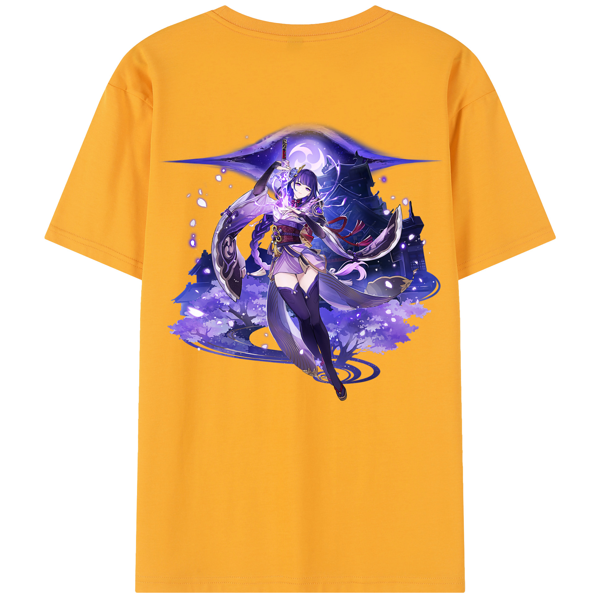 げんし神 雷電将軍 らいでんしょうぐん genshin Raiden Shogun 綿100％半袖Tシャツ（背面プリント）