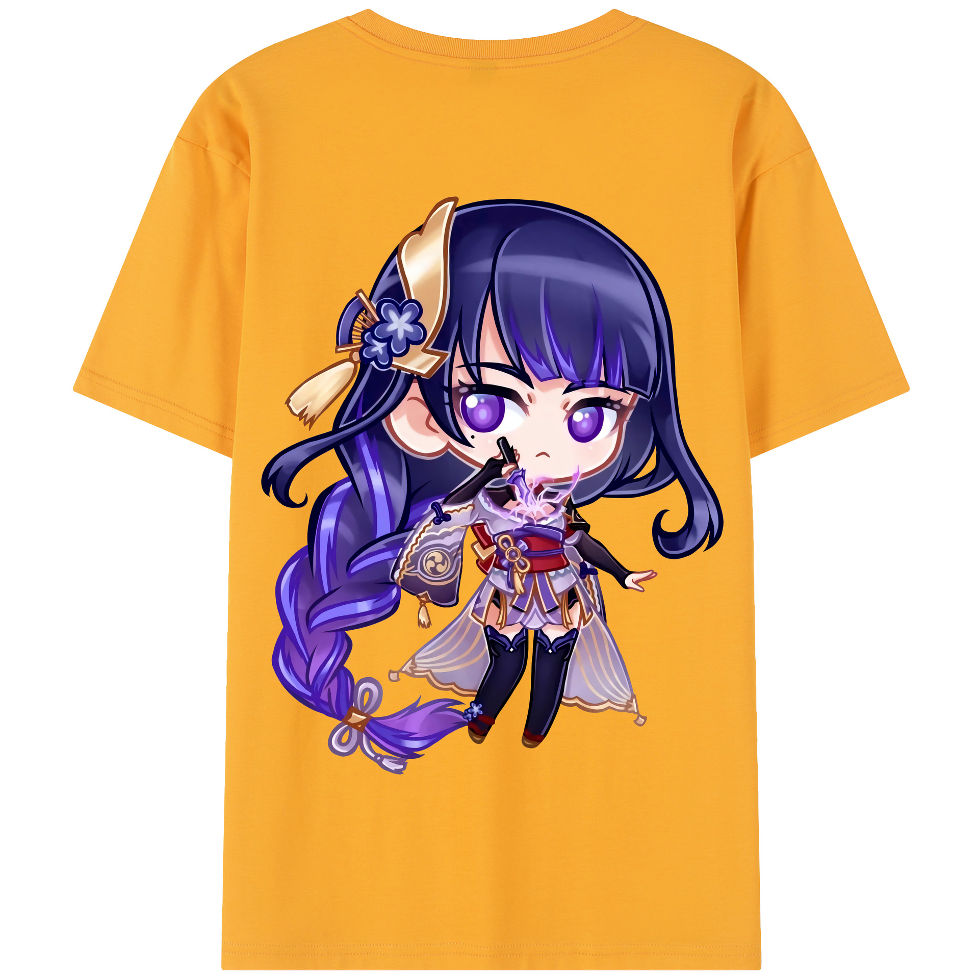 げんし神 雷電将軍 らいでんしょうぐん genshin Raiden Shogun 綿100％半袖Tシャツ（背面プリント）