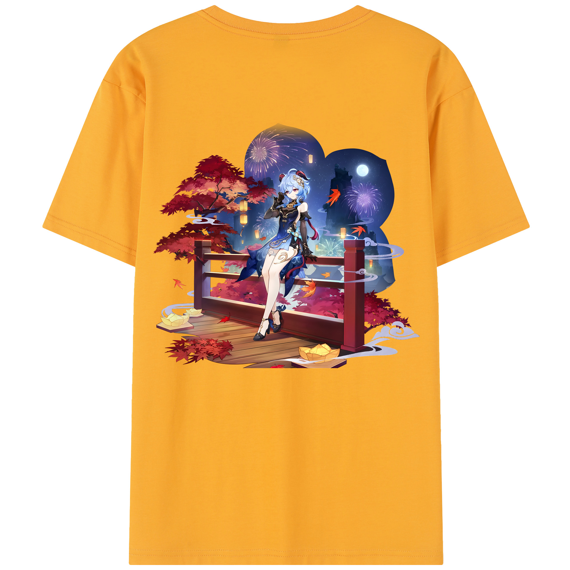 げんし神 甘雨 かんう genshin Ganyu 綿100％半袖Tシャツ（背面プリント）