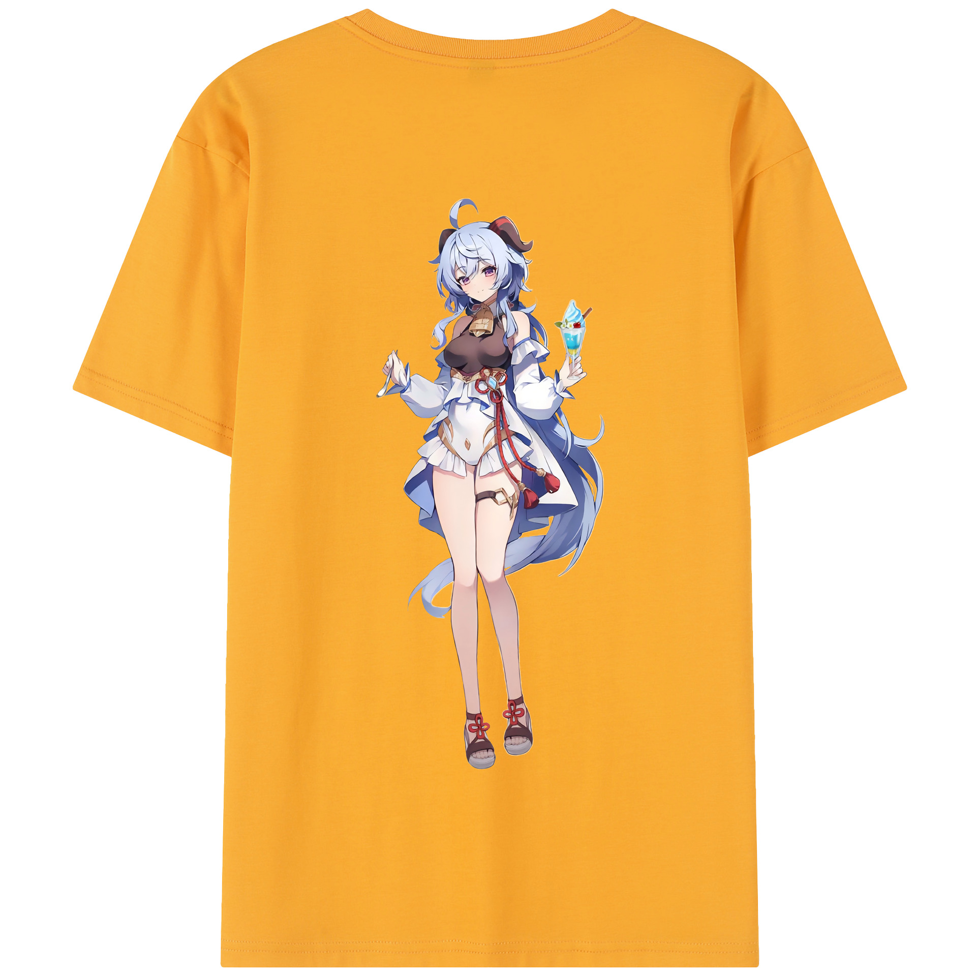 げんし神 甘雨 かんう genshin Ganyu 綿100％半袖Tシャツ（背面プリント）