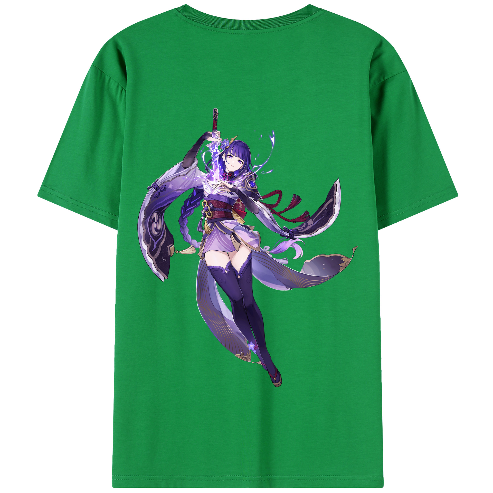 げんし神 雷電将軍 らいでんしょうぐん genshin Raiden Shogun 綿100％半袖Tシャツ（背面プリント）