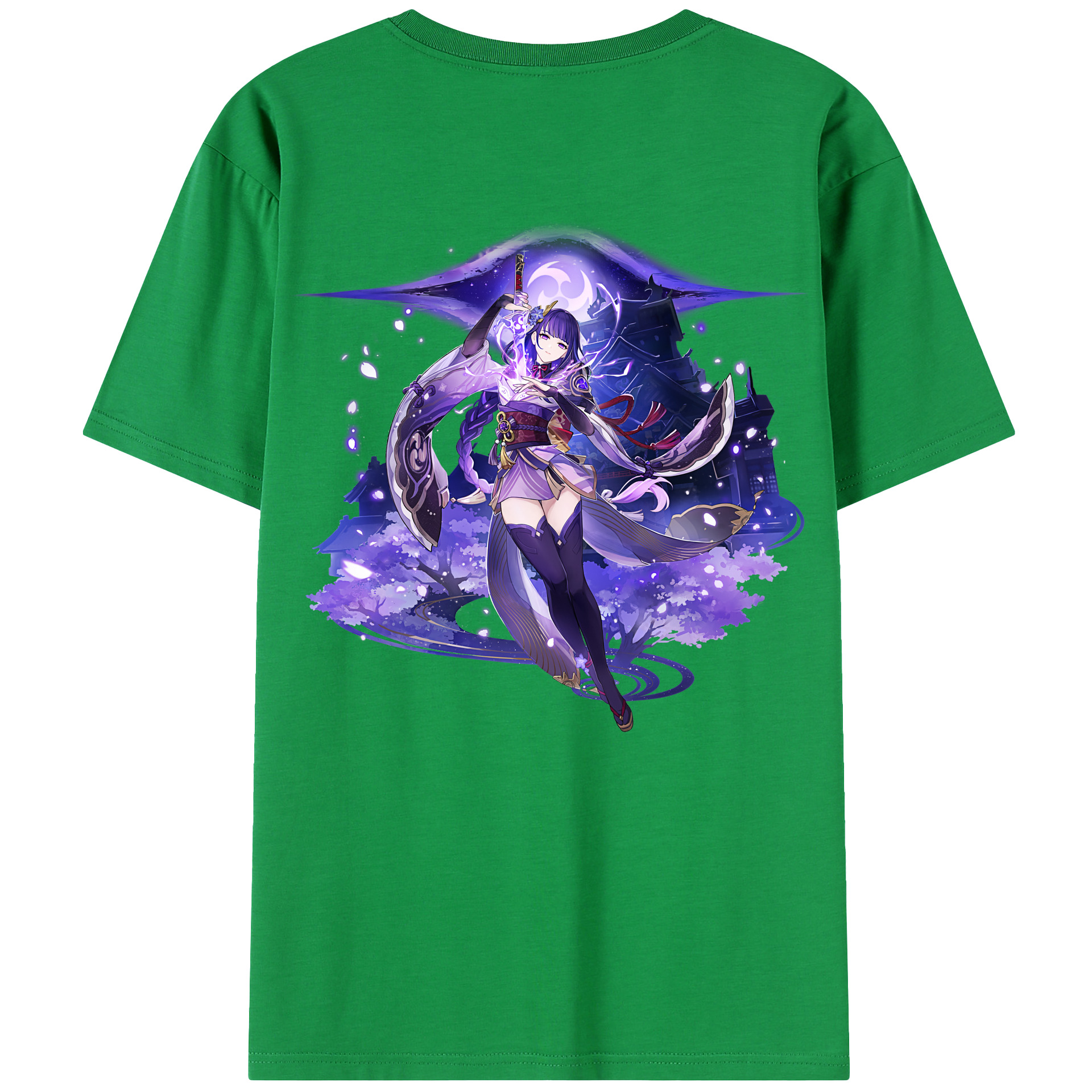 げんし神 雷電将軍 らいでんしょうぐん genshin Raiden Shogun 綿100％半袖Tシャツ（背面プリント）