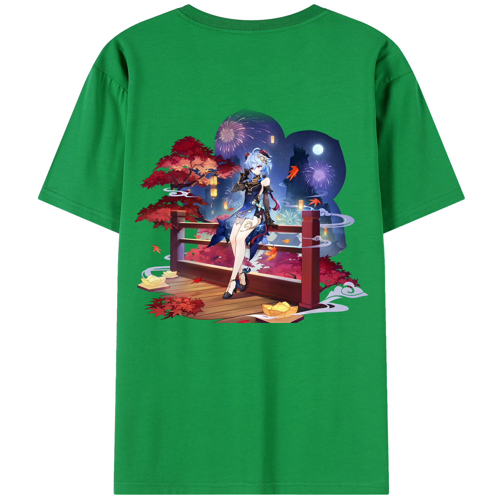 げんし神 甘雨 かんう genshin Ganyu 綿100％半袖Tシャツ（背面プリント）