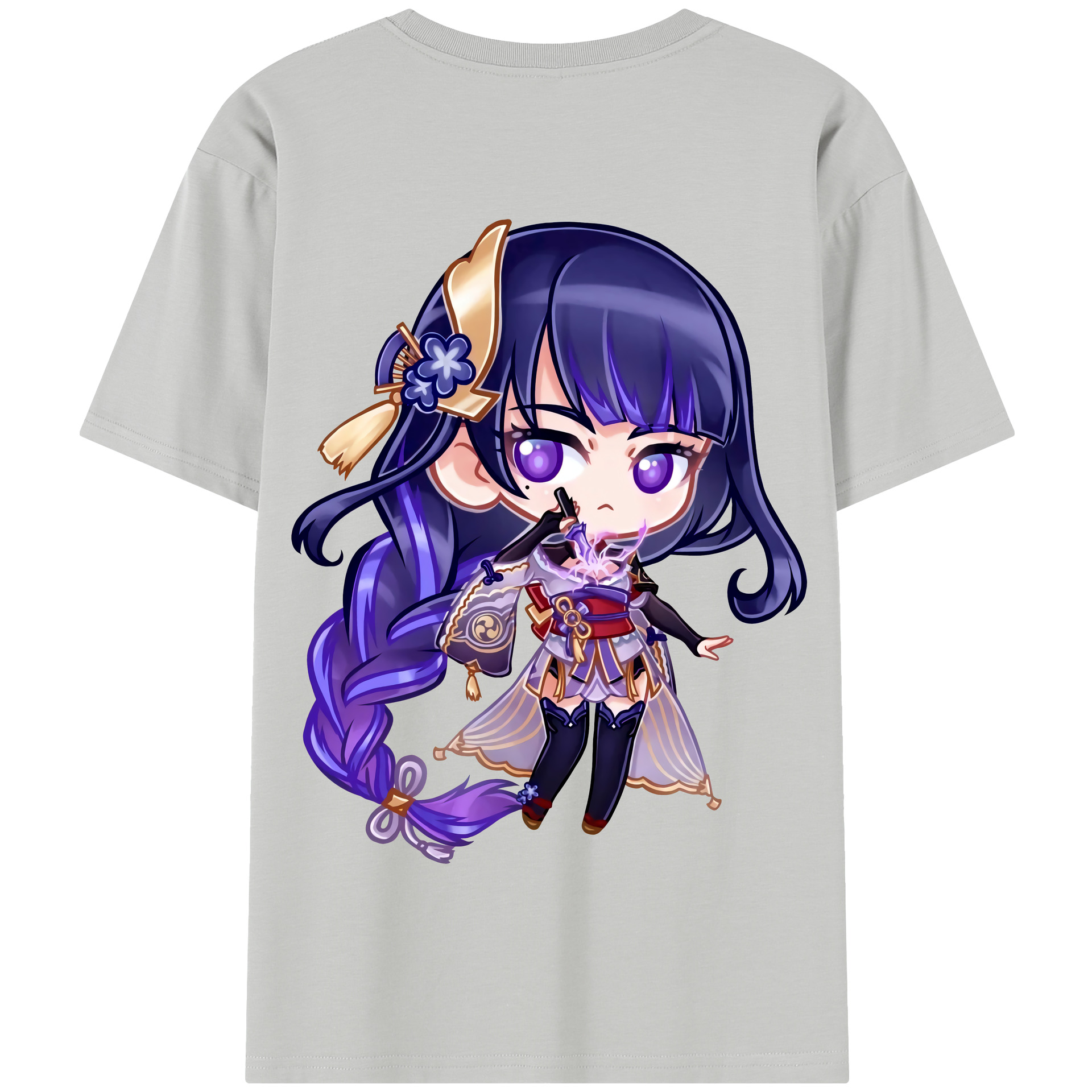 げんし神 雷電将軍 らいでんしょうぐん genshin Raiden Shogun 綿100％半袖Tシャツ（背面プリント）