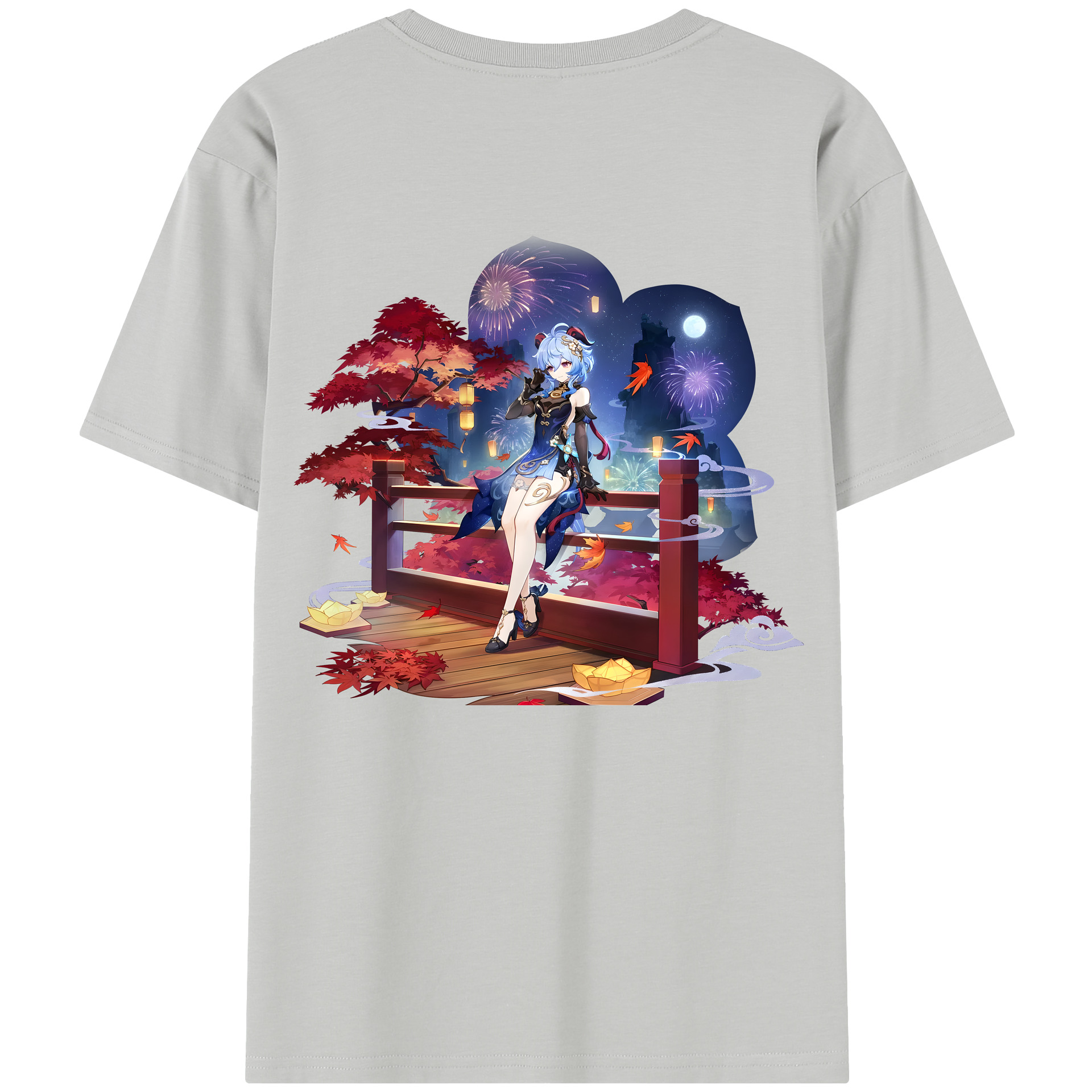 げんし神 甘雨 かんう genshin Ganyu 綿100％半袖Tシャツ（背面プリント）