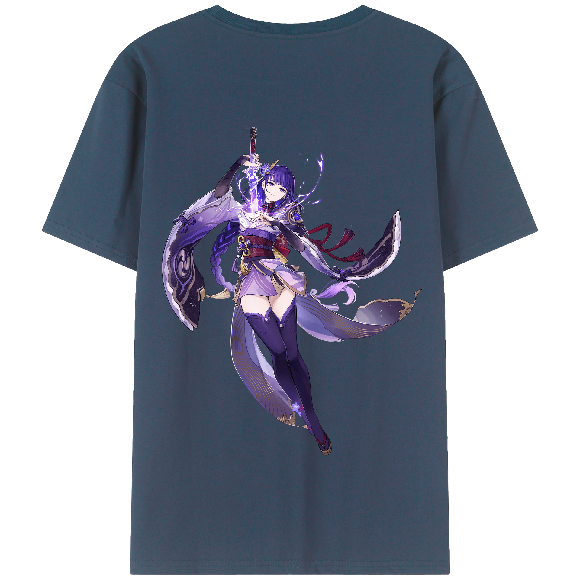 げんし神 雷電将軍 らいでんしょうぐん genshin Raiden Shogun 綿100％半袖Tシャツ（背面プリント）