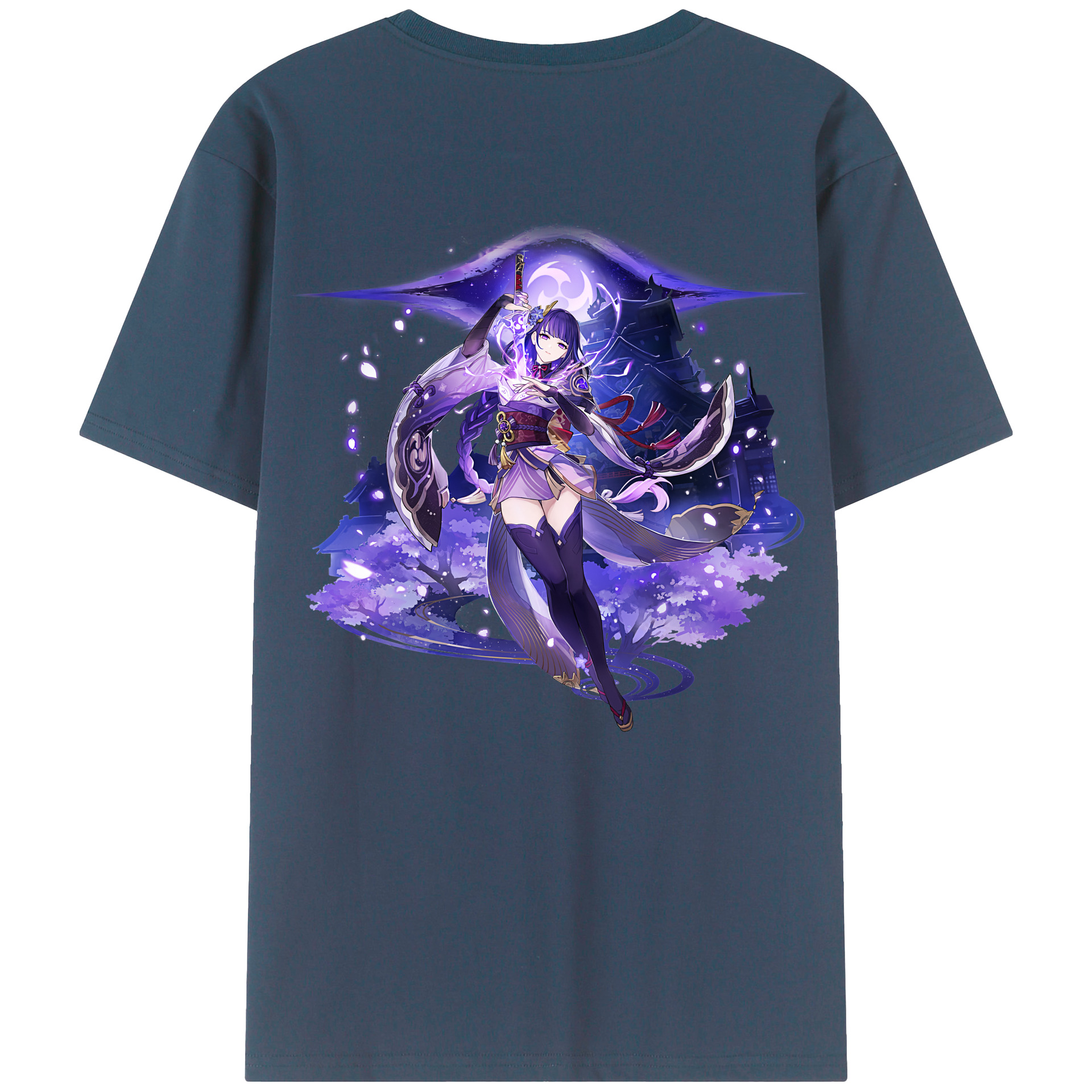 げんし神 雷電将軍 らいでんしょうぐん genshin Raiden Shogun 綿100％半袖Tシャツ（背面プリント）