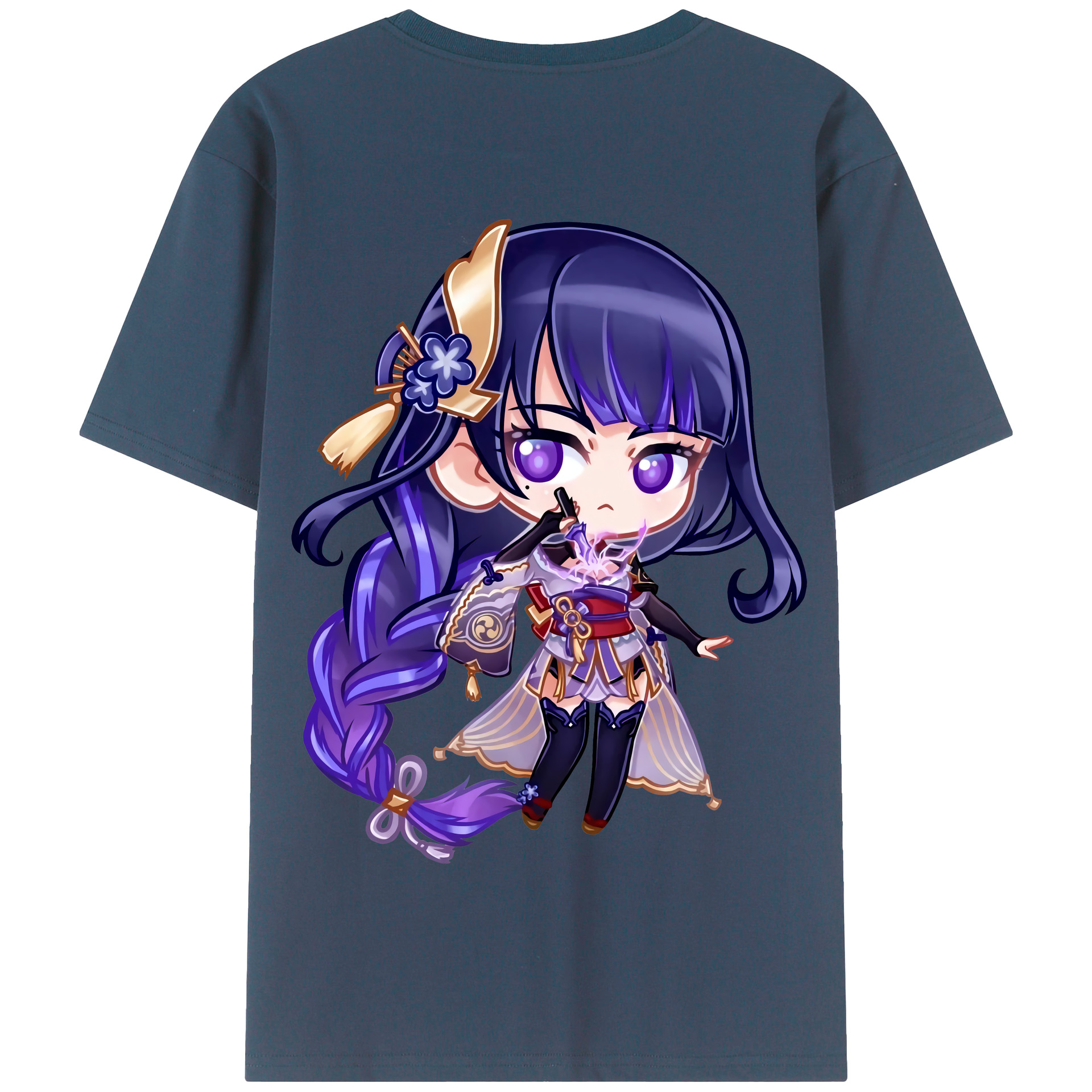 げんし神 雷電将軍 らいでんしょうぐん genshin Raiden Shogun 綿100％半袖Tシャツ（背面プリント）