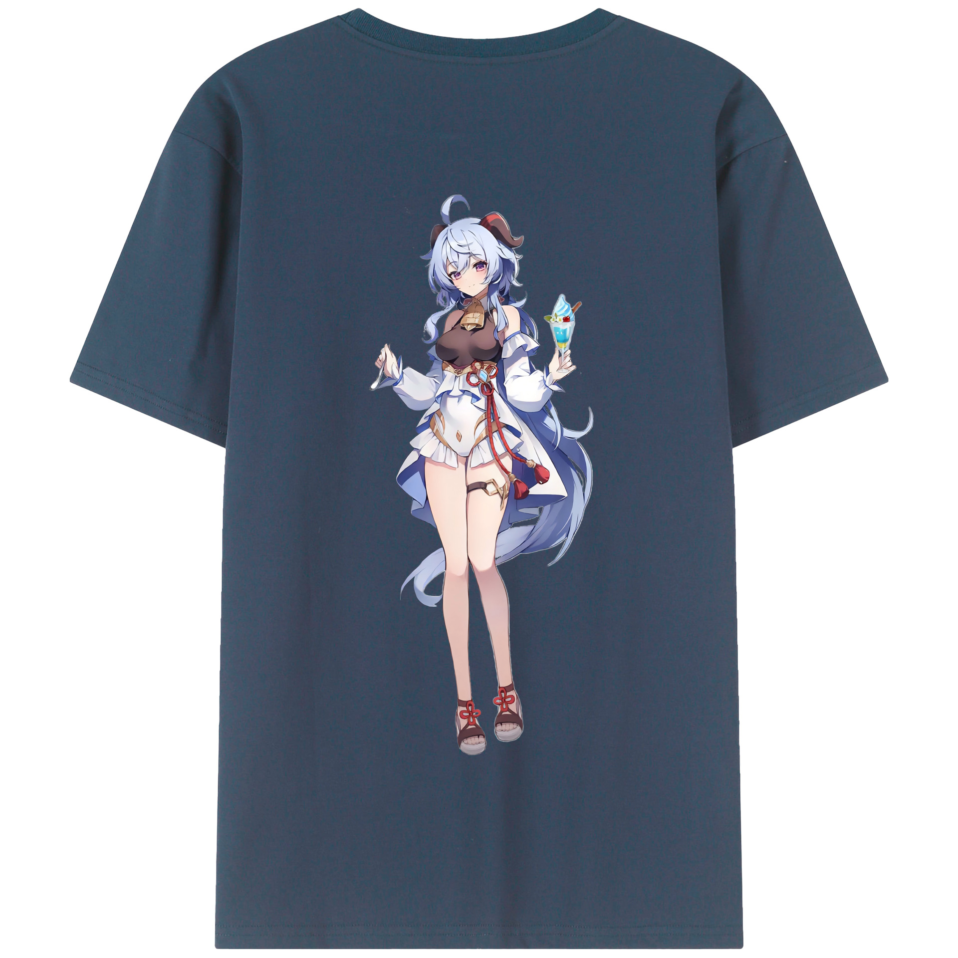 げんし神 甘雨 かんう genshin Ganyu 綿100％半袖Tシャツ（背面プリント）