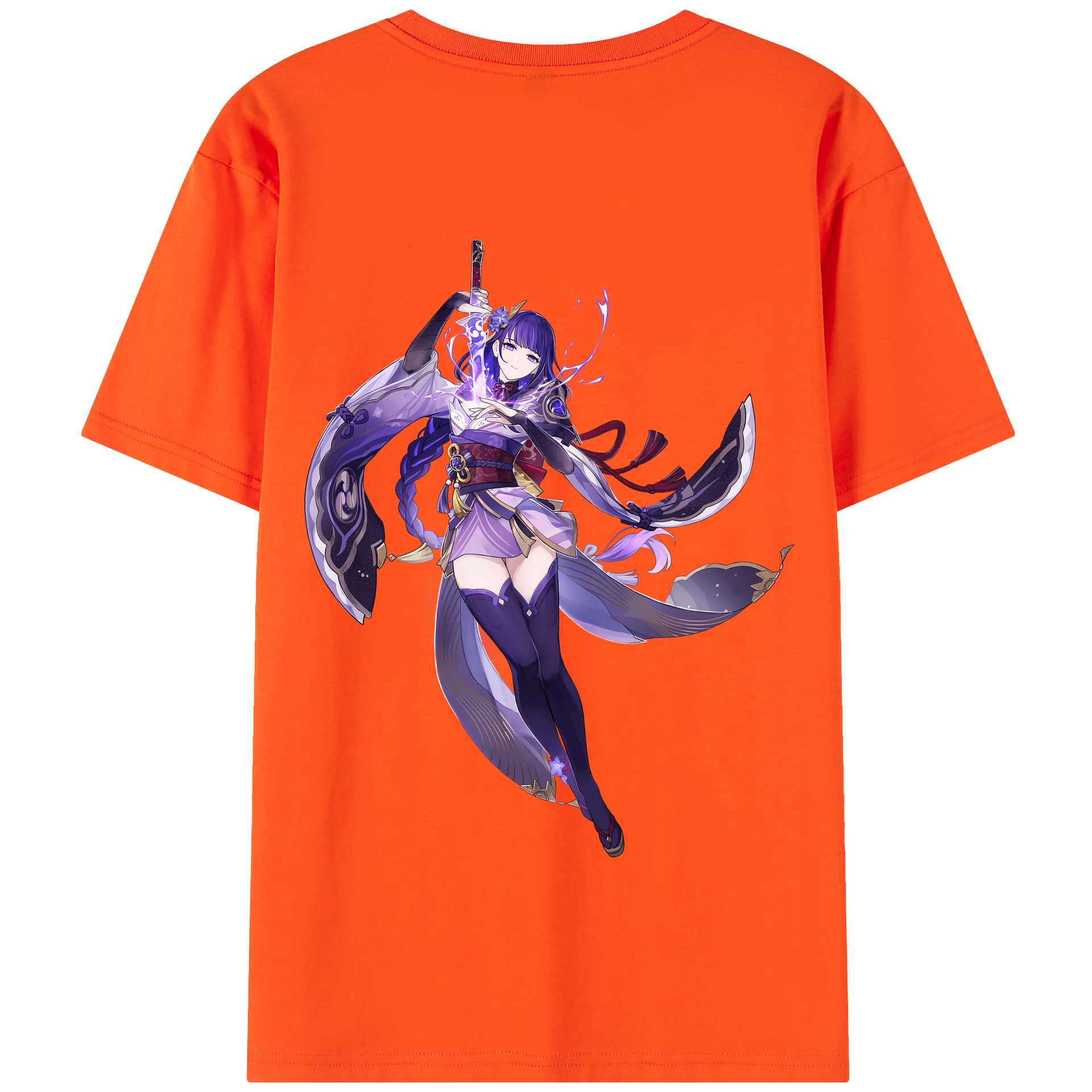 げんし神 雷電将軍 らいでんしょうぐん genshin Raiden Shogun 綿100％半袖Tシャツ（背面プリント）