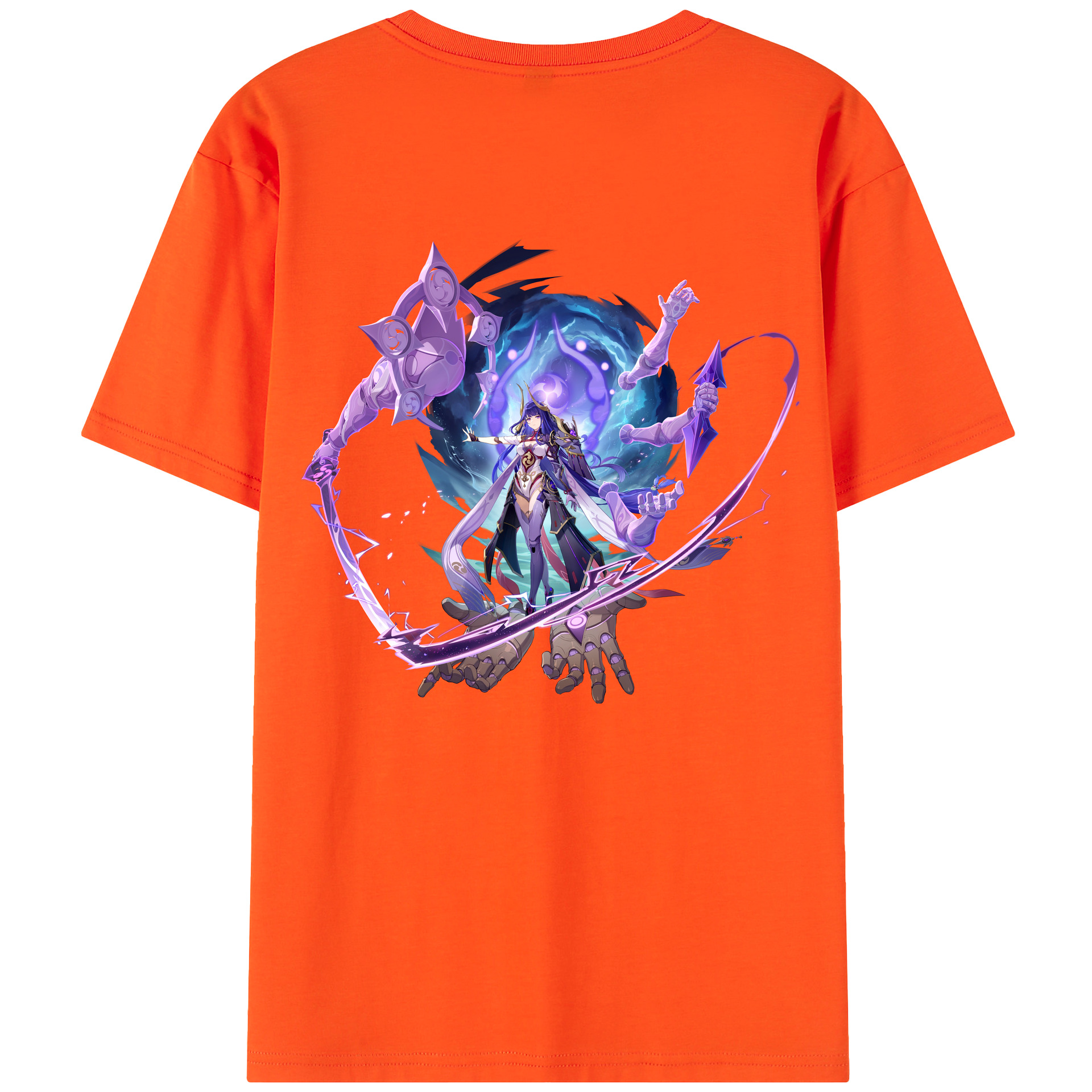 げんし神 雷電将軍 らいでんしょうぐん genshin Raiden Shogun 綿100％半袖Tシャツ（背面プリント）