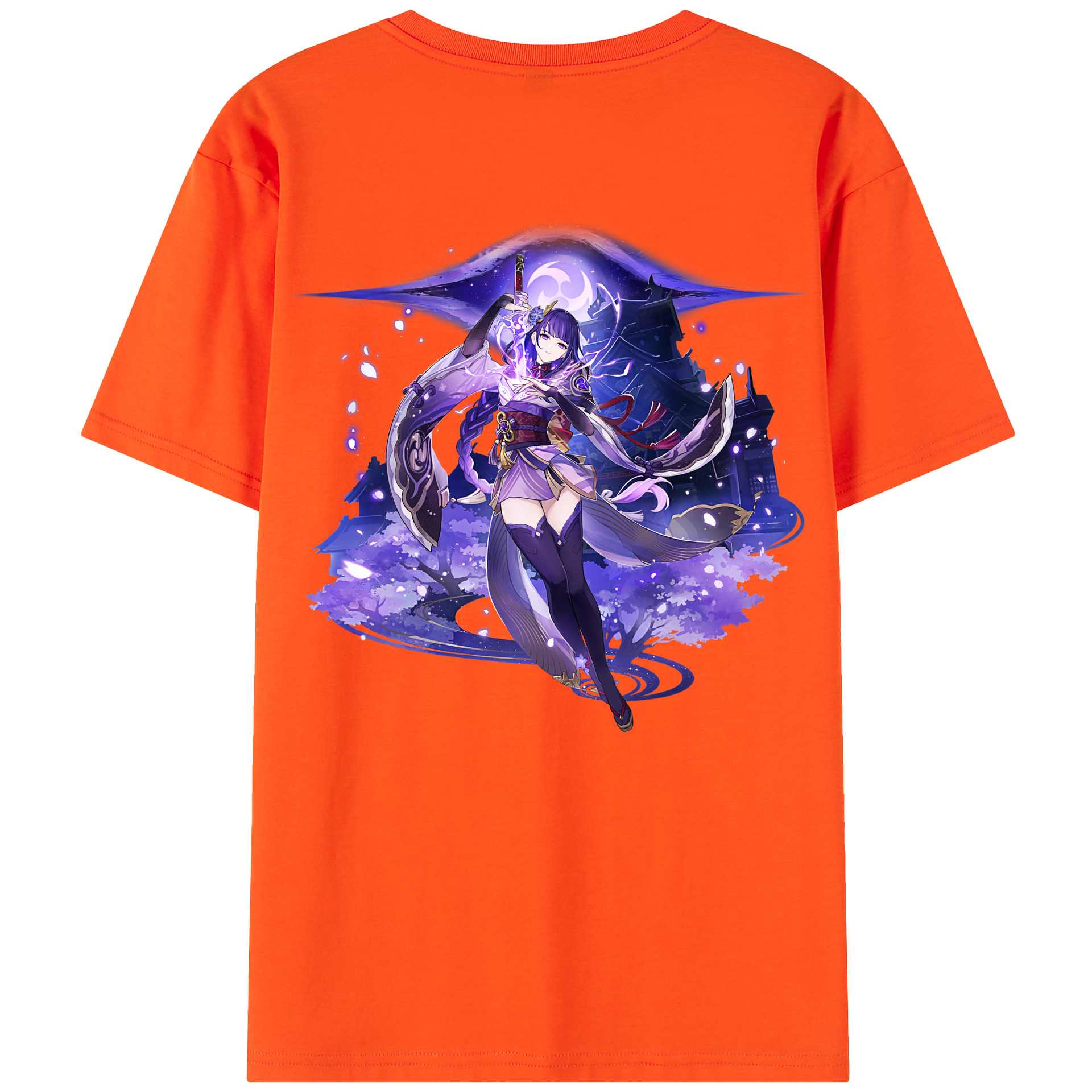 げんし神 雷電将軍 らいでんしょうぐん genshin Raiden Shogun 綿100％半袖Tシャツ（背面プリント）