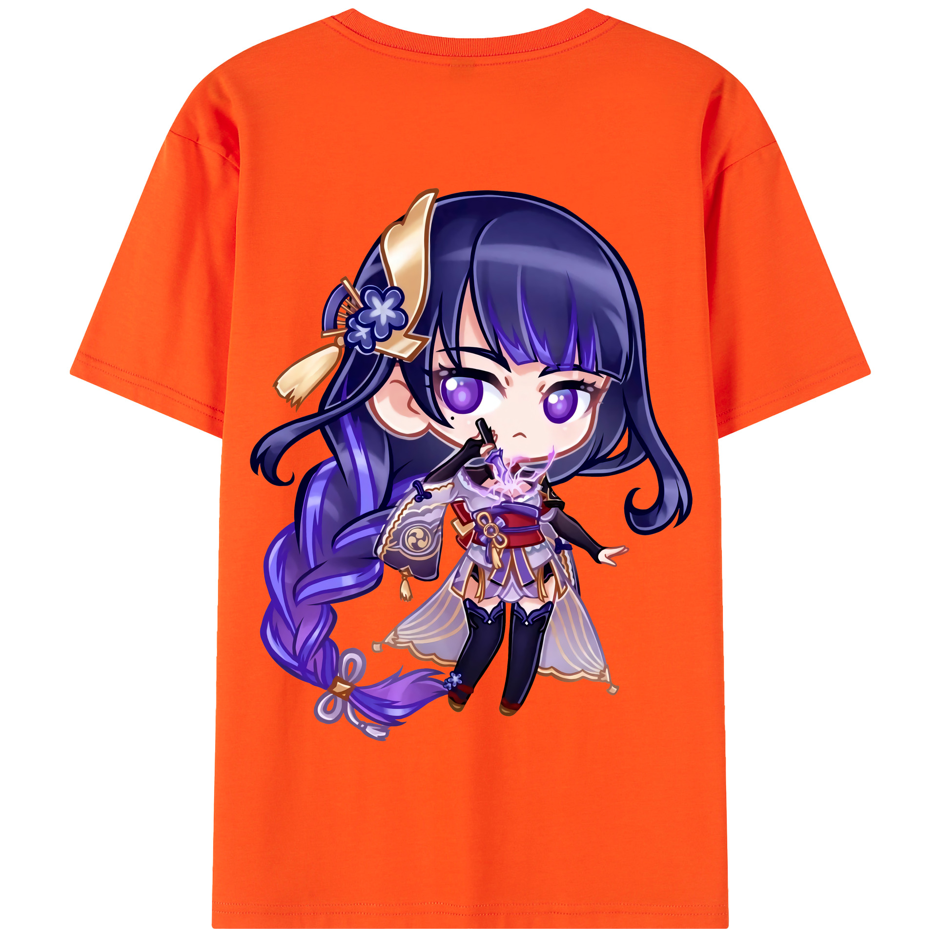 げんし神 雷電将軍 らいでんしょうぐん genshin Raiden Shogun 綿100％半袖Tシャツ（背面プリント）