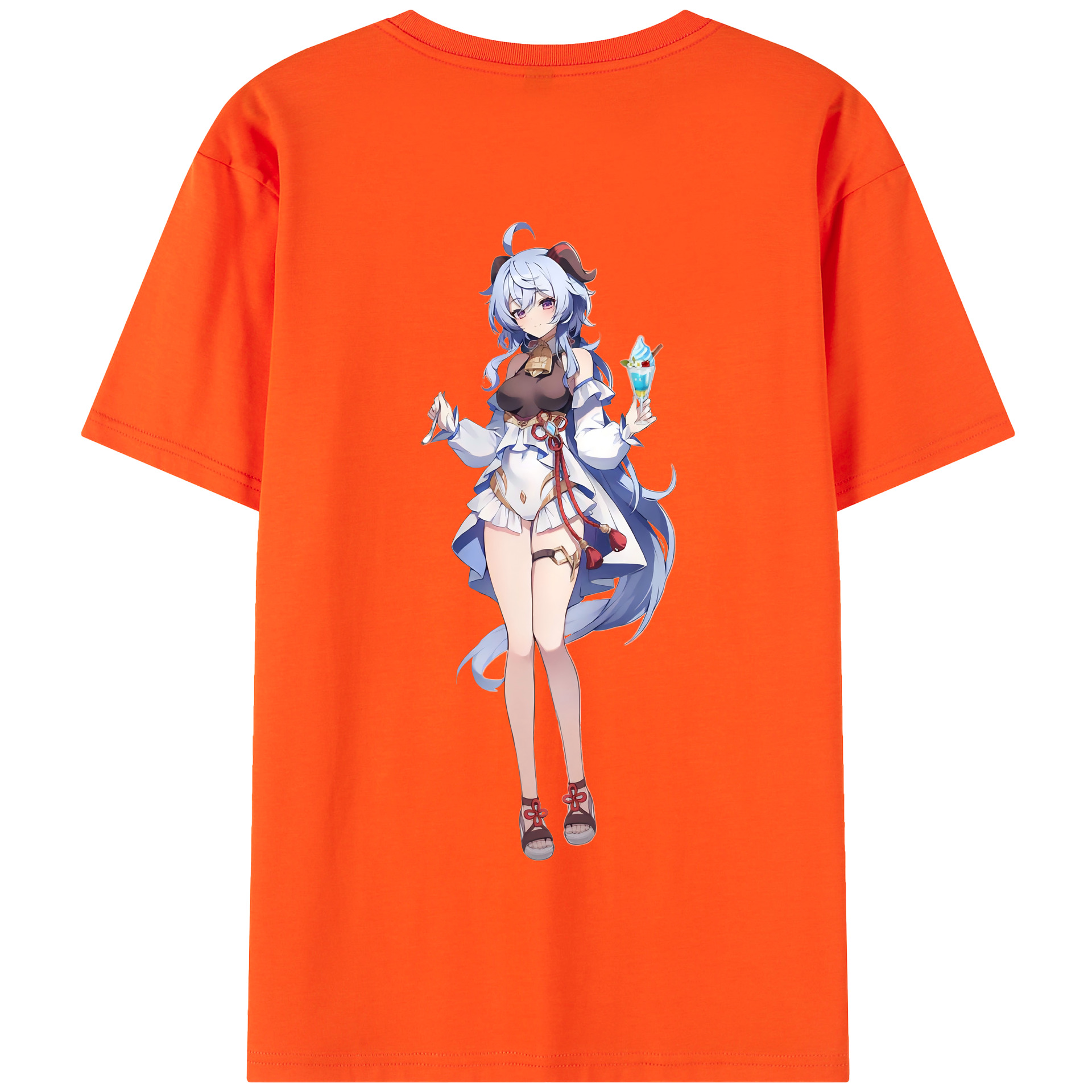 げんし神 甘雨 かんう genshin Ganyu 綿100％半袖Tシャツ（背面プリント）