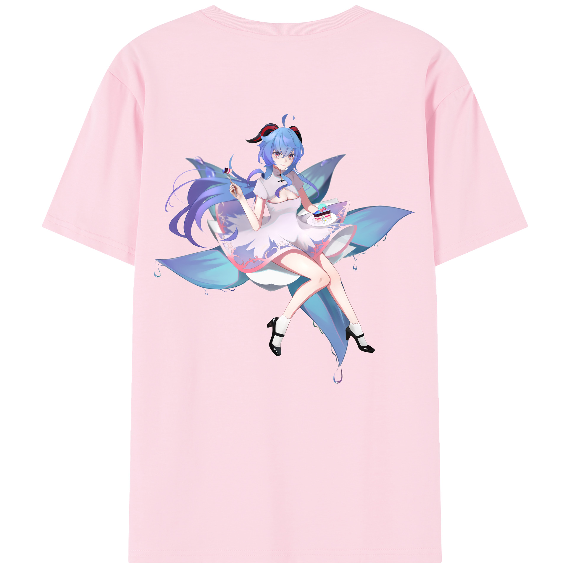 げんし神 甘雨 かんう genshin Ganyu 綿100％半袖Tシャツ（背面プリント）