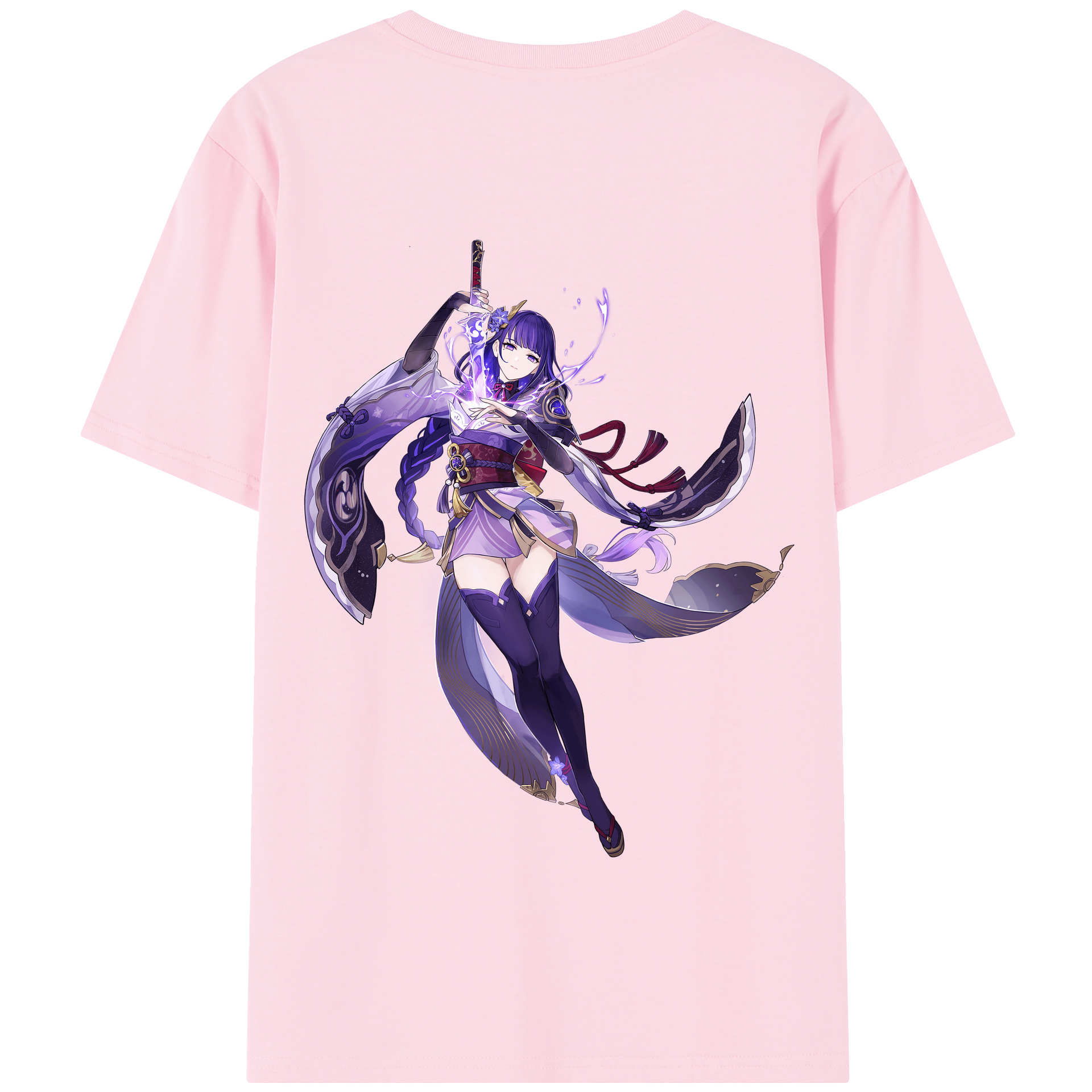 げんし神 雷電将軍 らいでんしょうぐん genshin Raiden Shogun 綿100％半袖Tシャツ（背面プリント）