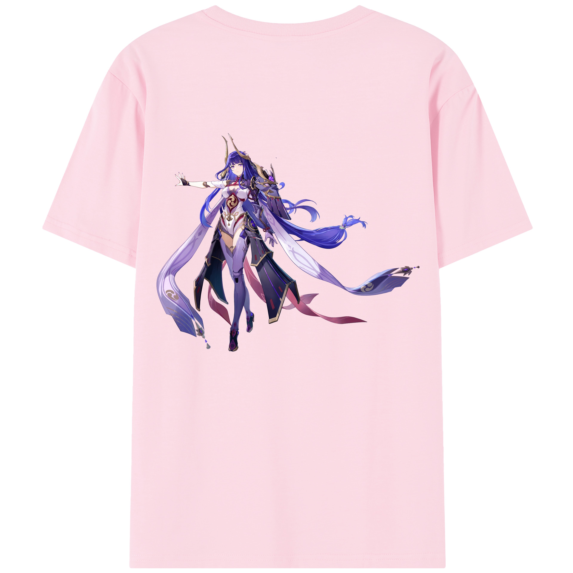 げんし神 雷電将軍 らいでんしょうぐん genshin Raiden Shogun 綿100％半袖Tシャツ（背面プリント）