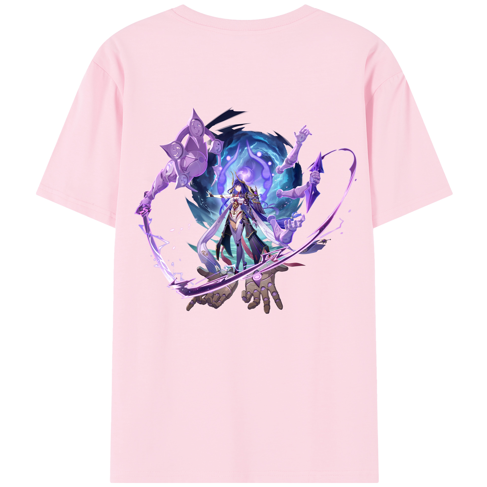 げんし神 雷電将軍 らいでんしょうぐん genshin Raiden Shogun 綿100％半袖Tシャツ（背面プリント）