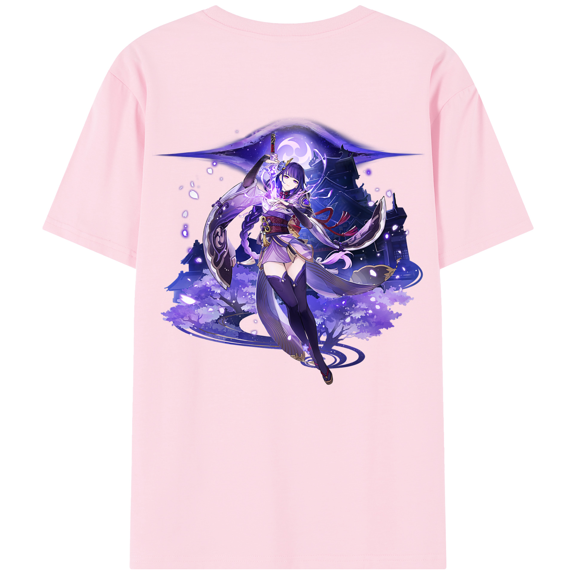 げんし神 雷電将軍 らいでんしょうぐん genshin Raiden Shogun 綿100％半袖Tシャツ（背面プリント）