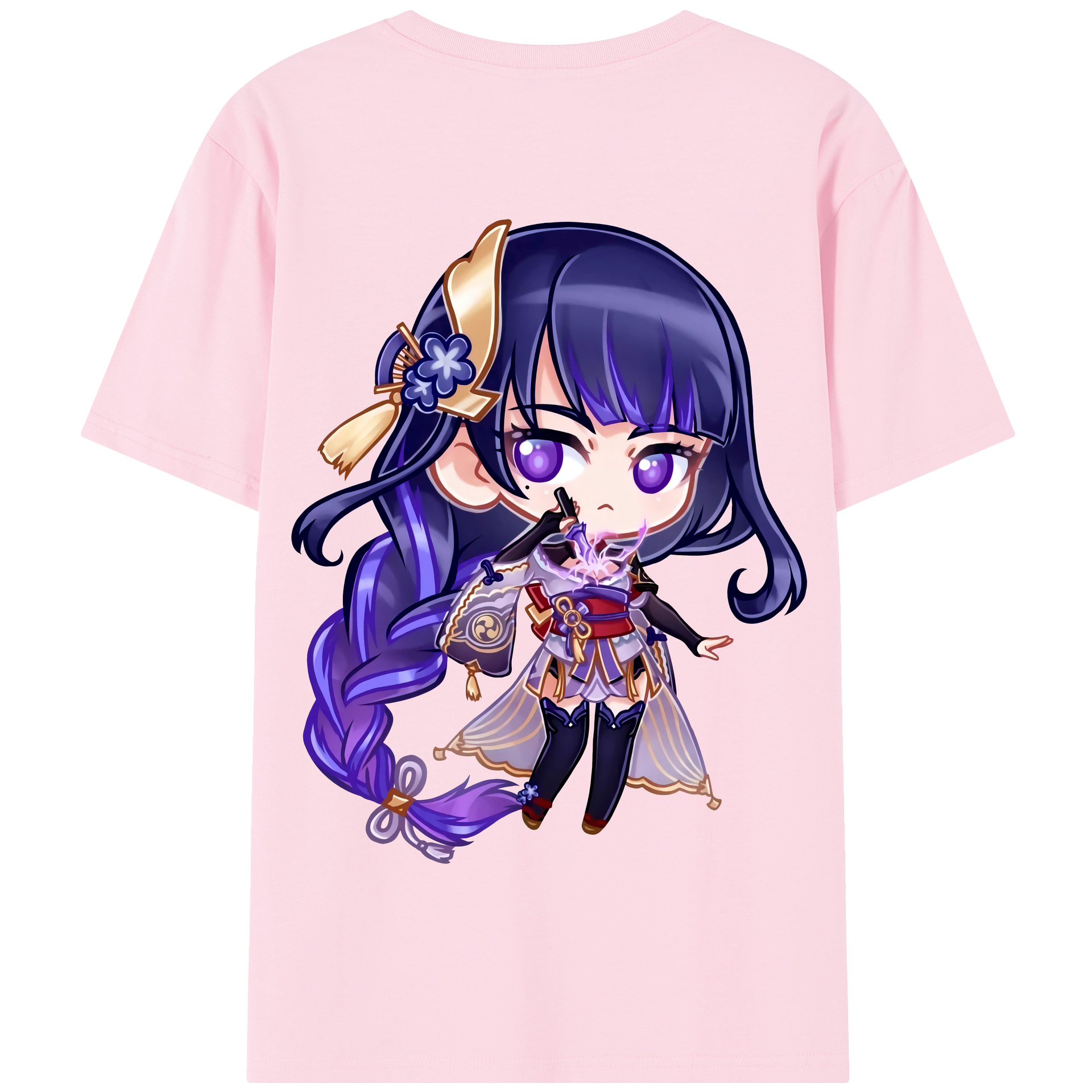 げんし神 雷電将軍 らいでんしょうぐん genshin Raiden Shogun 綿100％半袖Tシャツ（背面プリント）