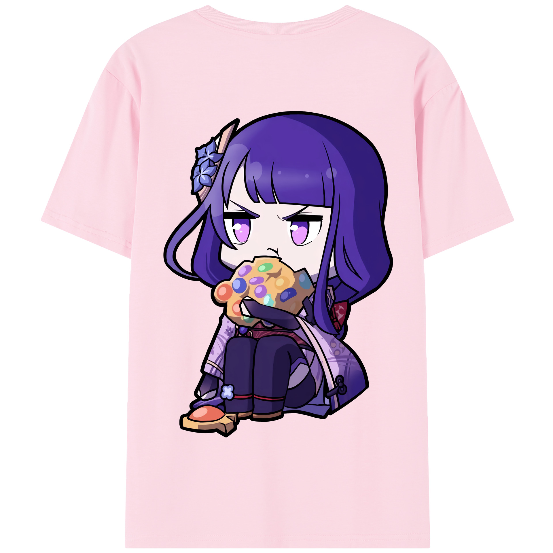 げんし神 雷電将軍 らいでんしょうぐん genshin Raiden Shogun 綿100％半袖Tシャツ（背面プリント）
