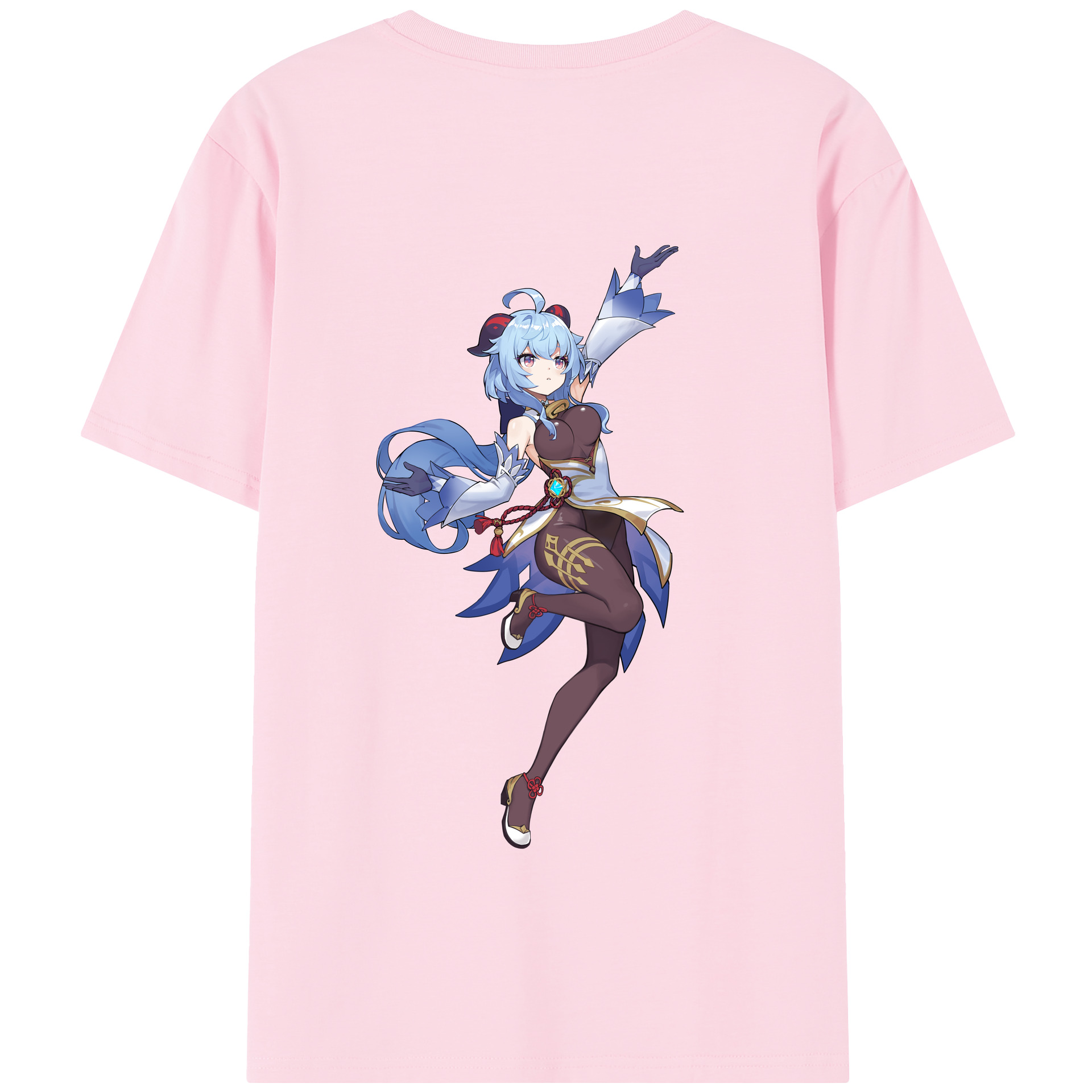 げんし神 甘雨 かんう genshin Ganyu 綿100％半袖Tシャツ（背面プリント）