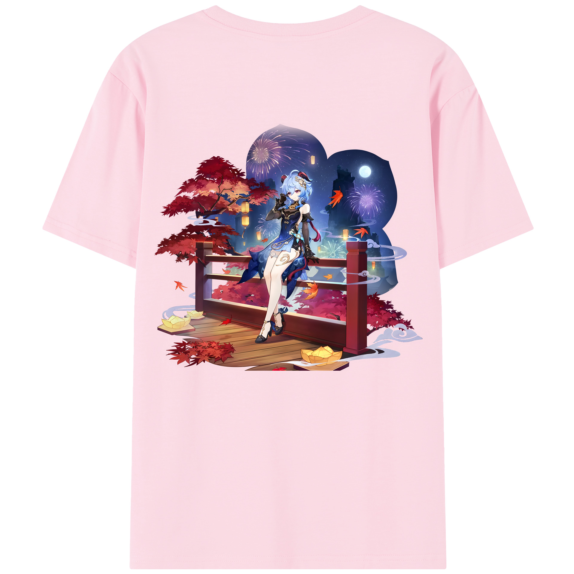 げんし神 甘雨 かんう genshin Ganyu 綿100％半袖Tシャツ（背面プリント）