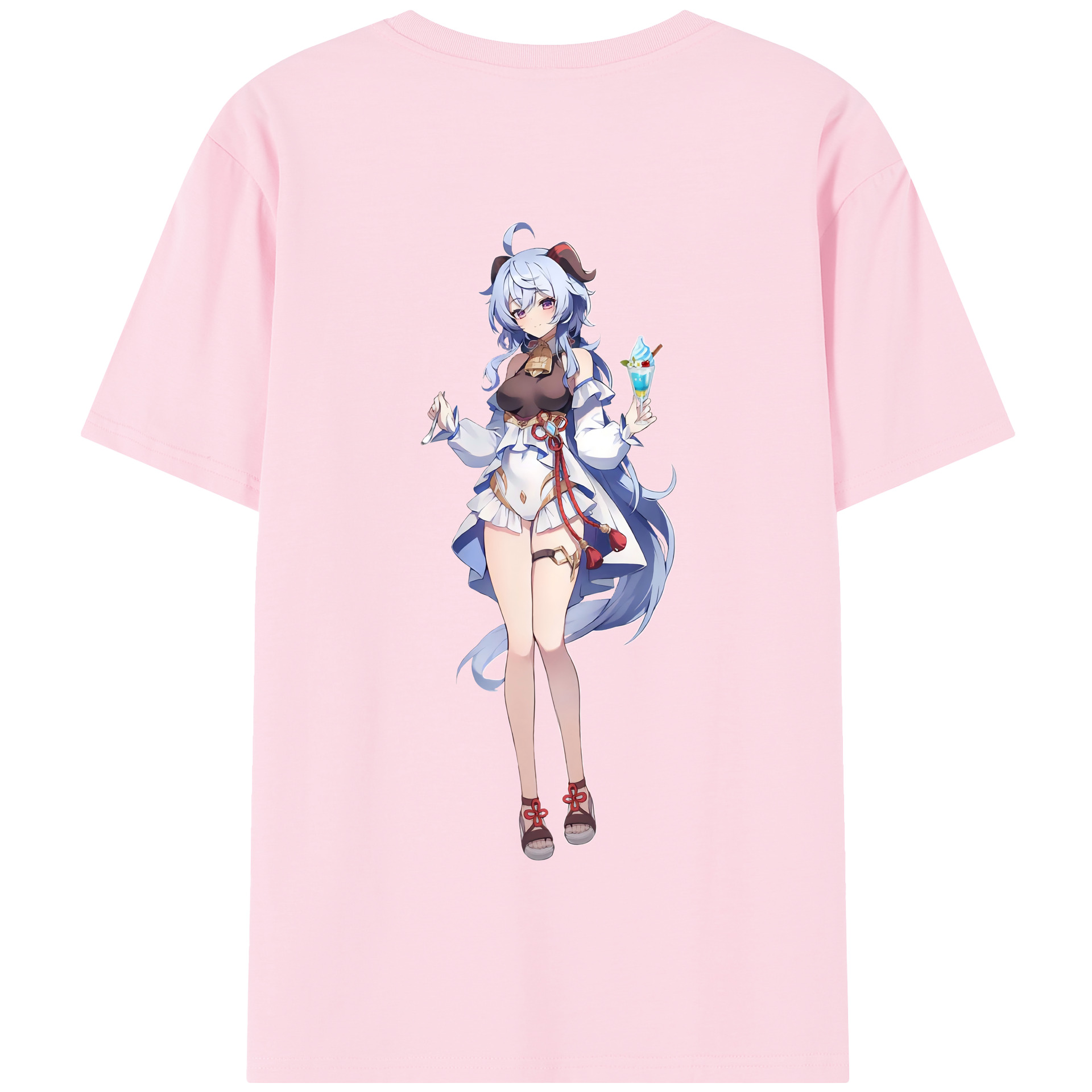 げんし神 甘雨 かんう genshin Ganyu 綿100％半袖Tシャツ（背面プリント）