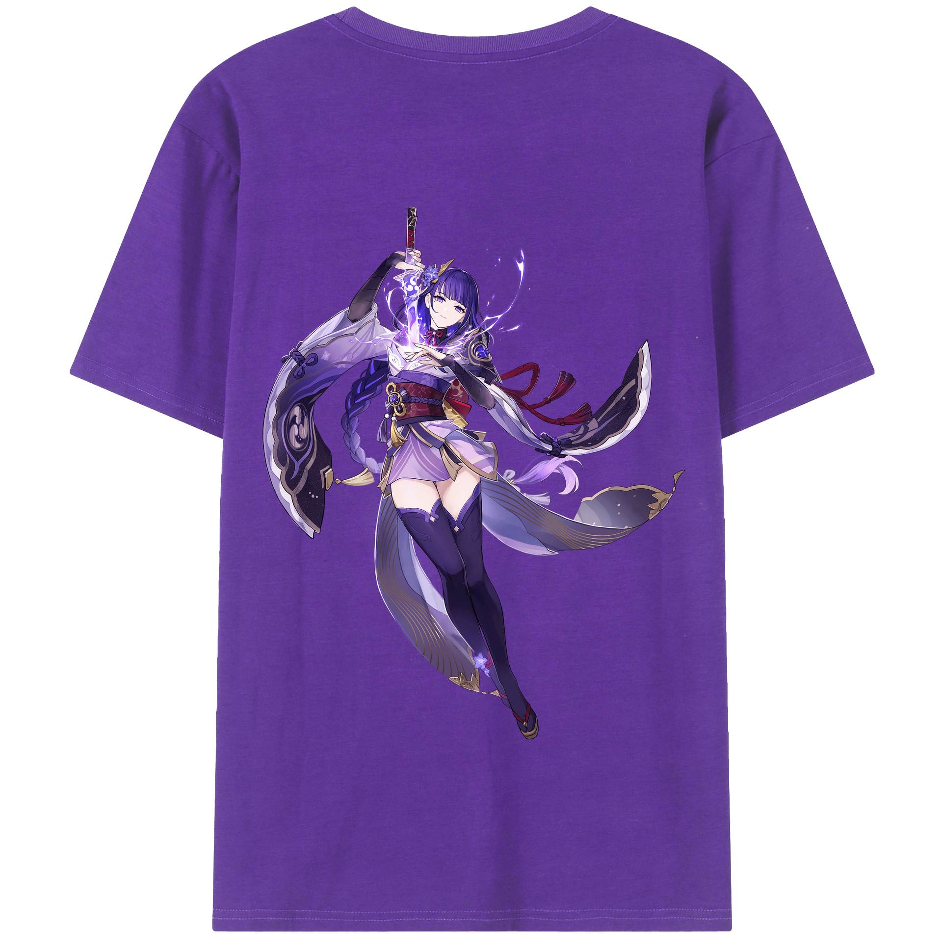げんし神 雷電将軍 らいでんしょうぐん genshin Raiden Shogun 綿100％半袖Tシャツ（背面プリント）