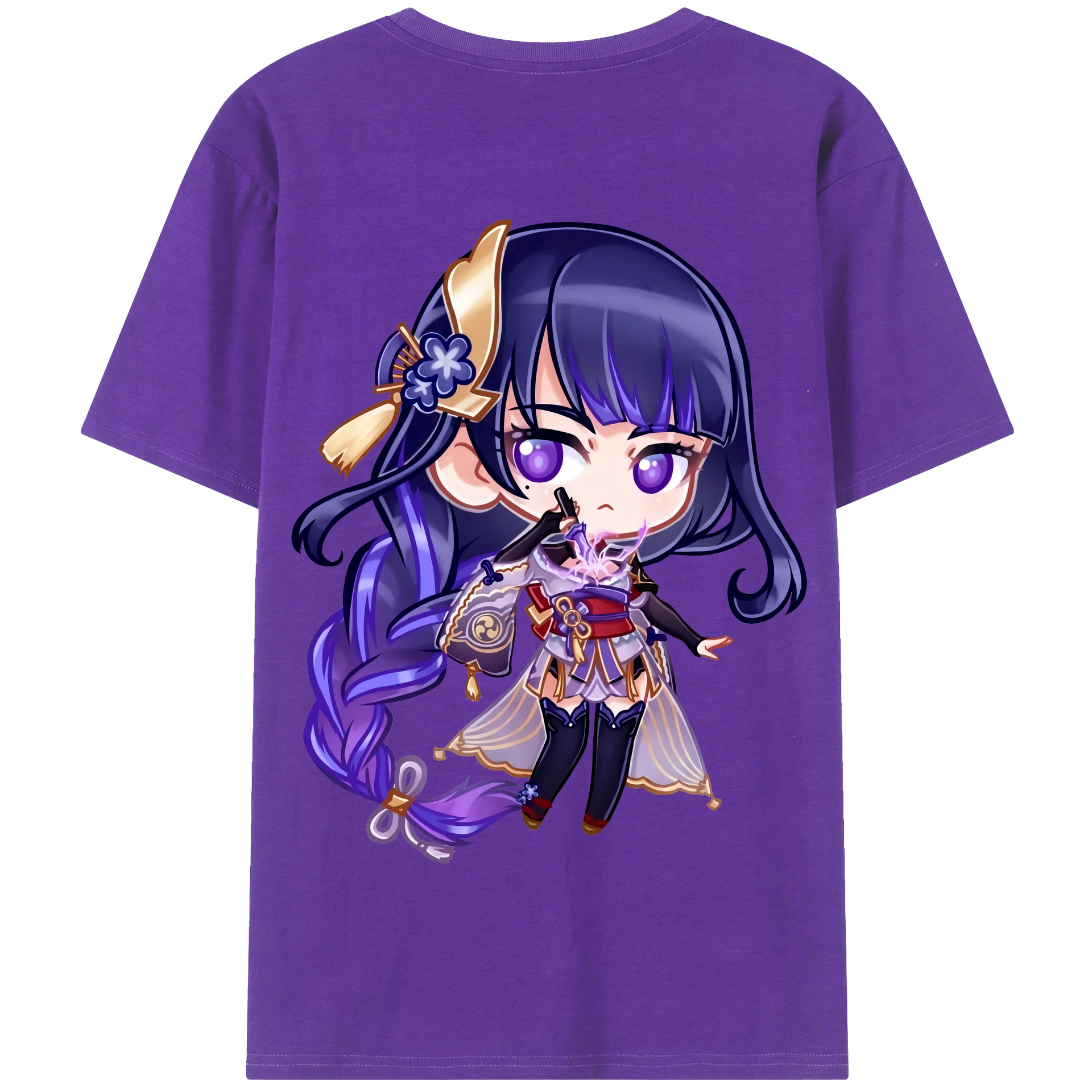 げんし神 雷電将軍 らいでんしょうぐん genshin Raiden Shogun 綿100％半袖Tシャツ（背面プリント）