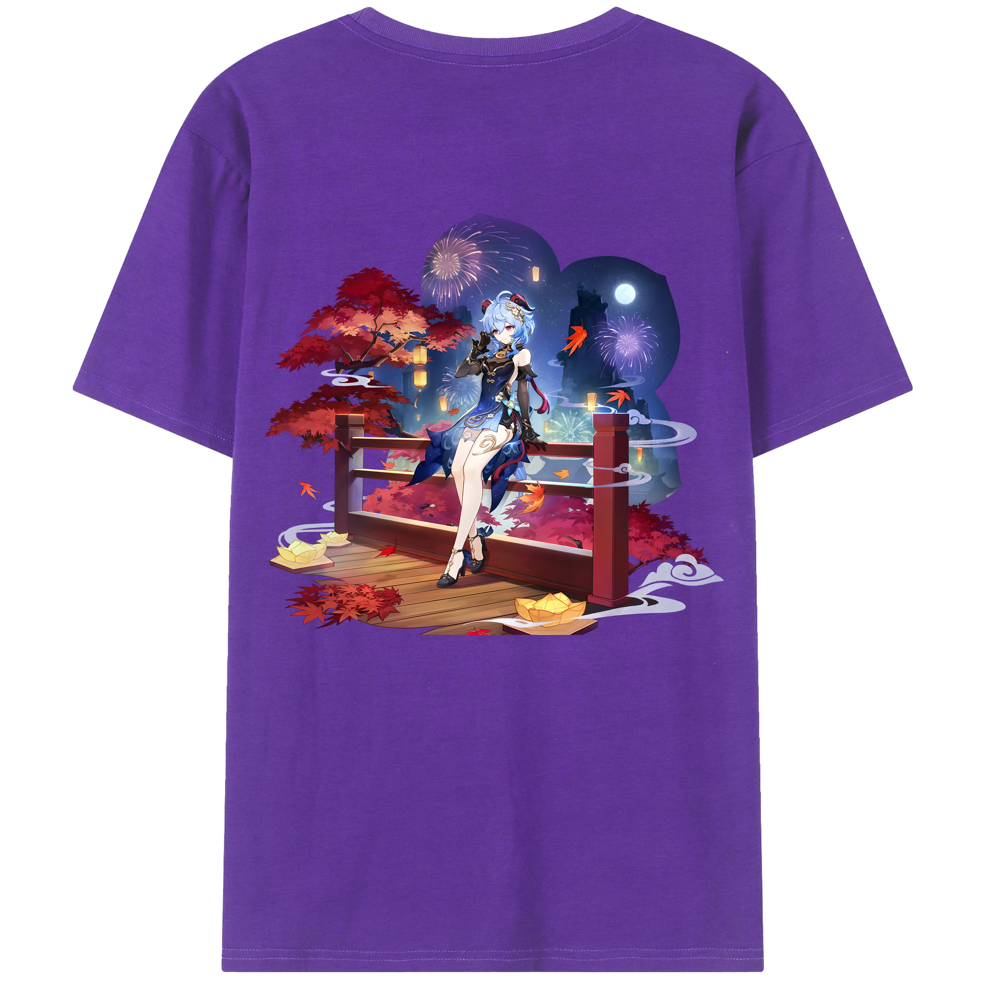 げんし神 甘雨 かんう genshin Ganyu 綿100％半袖Tシャツ（背面プリント）