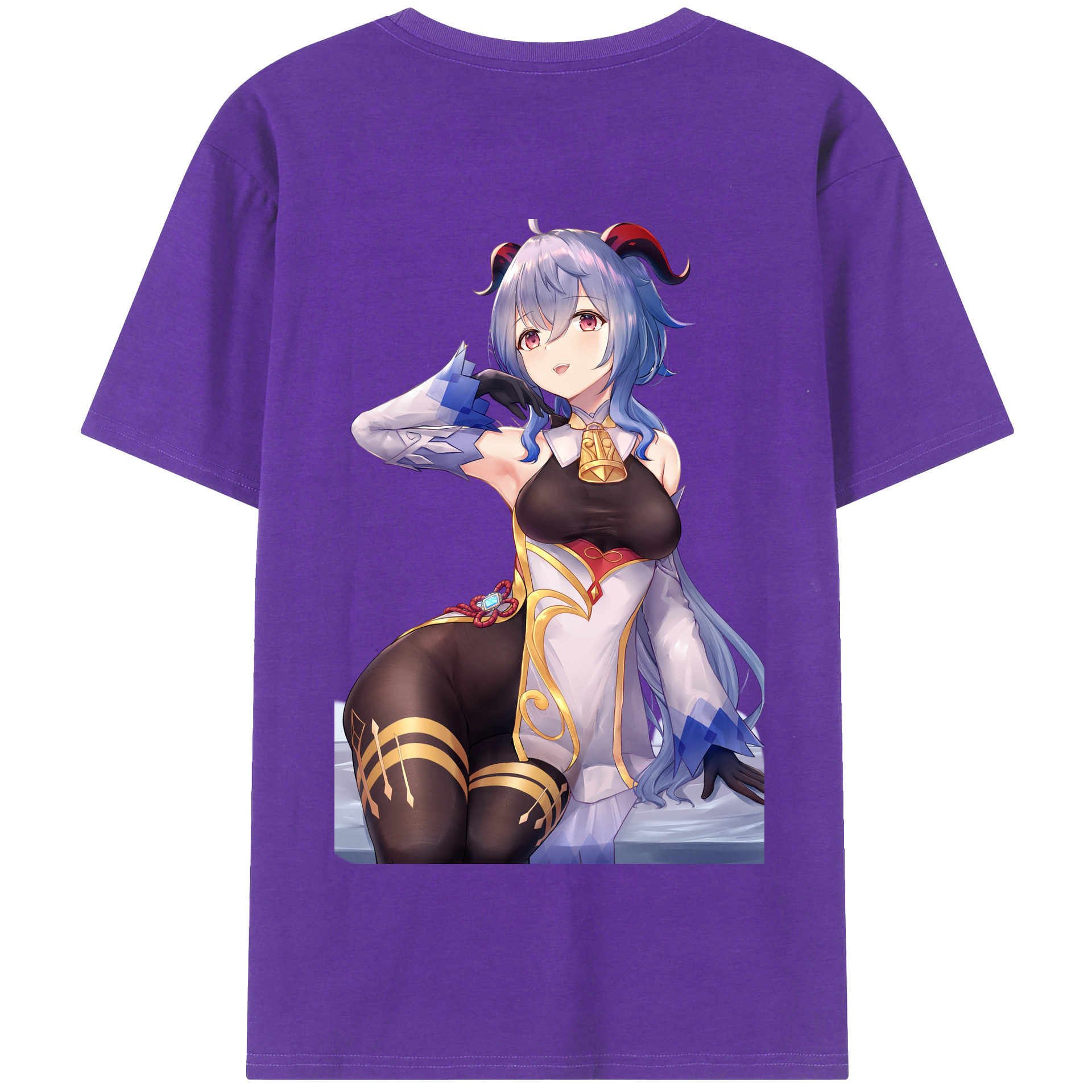 げんし神 甘雨 かんう genshin Ganyu 綿100％半袖Tシャツ（背面プリント）