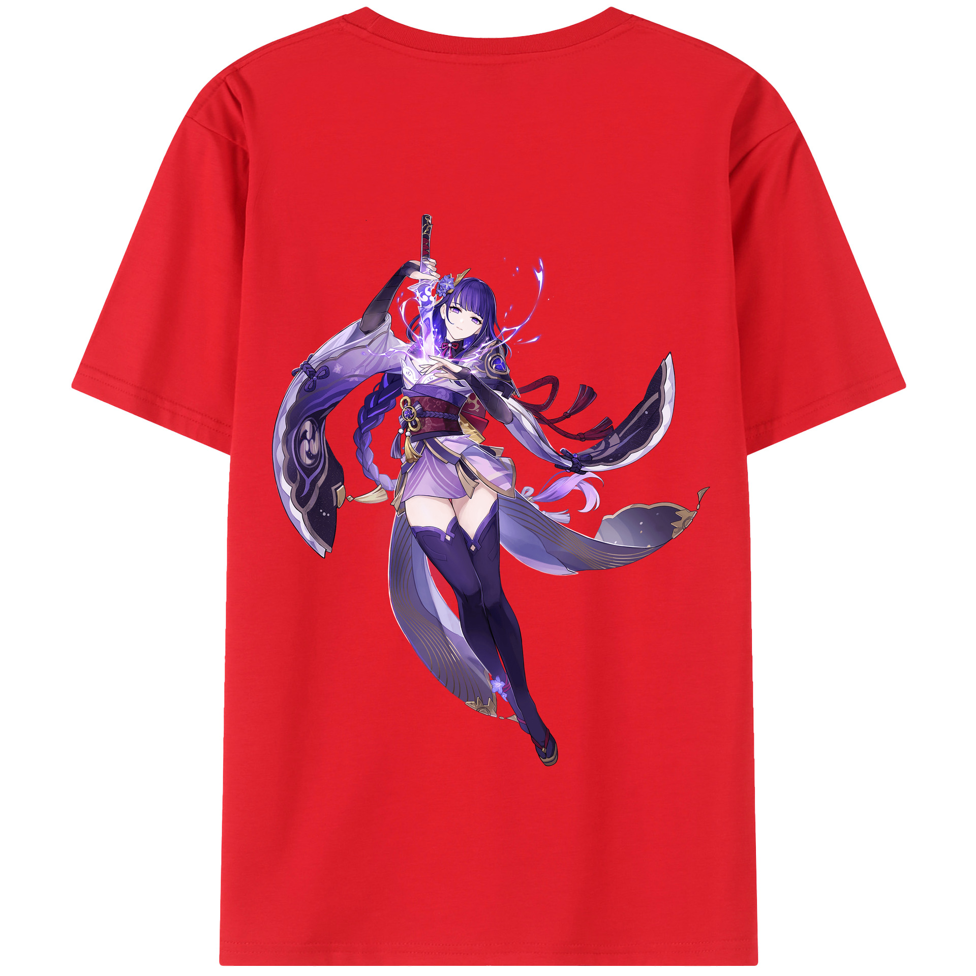 げんし神 雷電将軍 らいでんしょうぐん genshin Raiden Shogun 綿100％半袖Tシャツ（背面プリント）