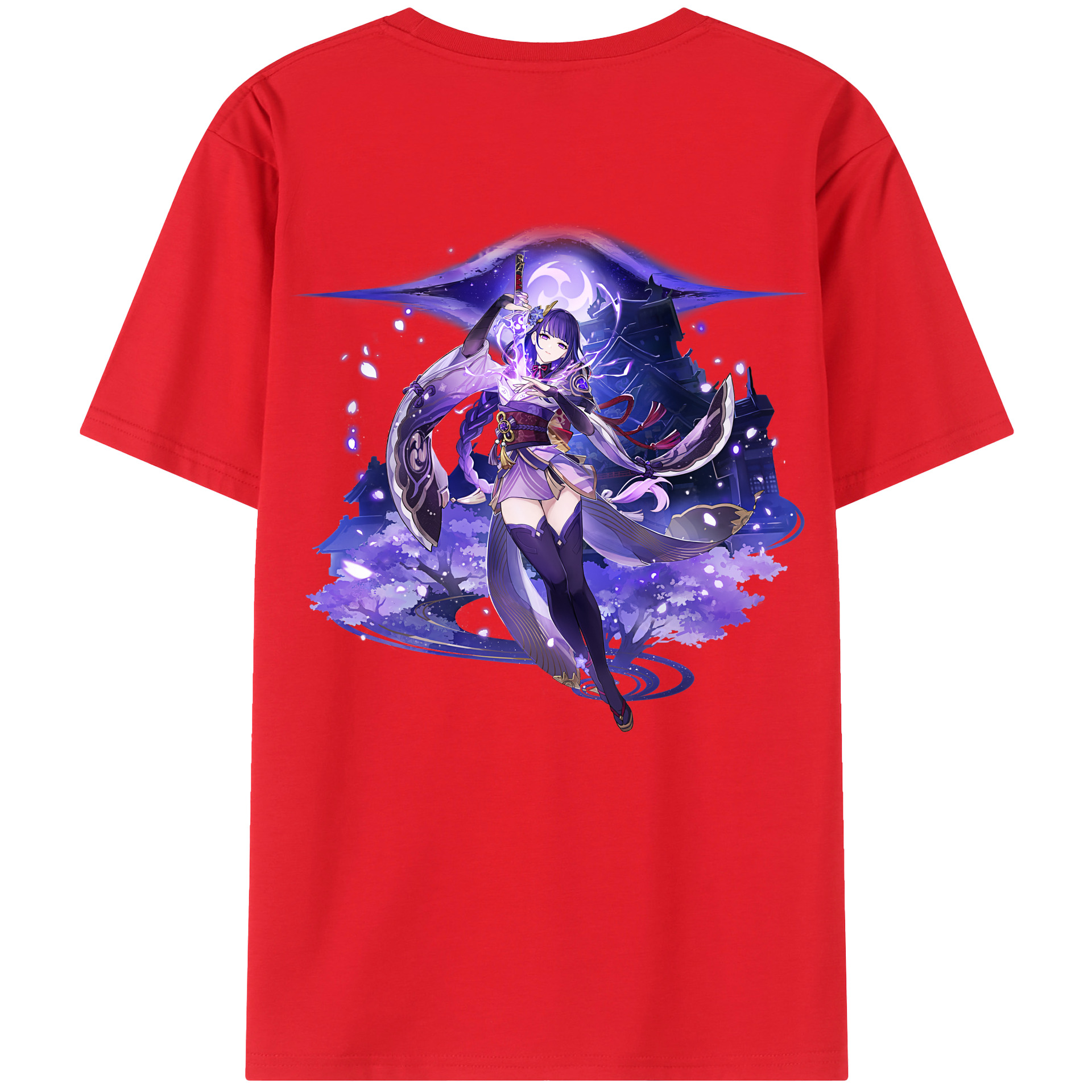 げんし神 雷電将軍 らいでんしょうぐん genshin Raiden Shogun 綿100％半袖Tシャツ（背面プリント）