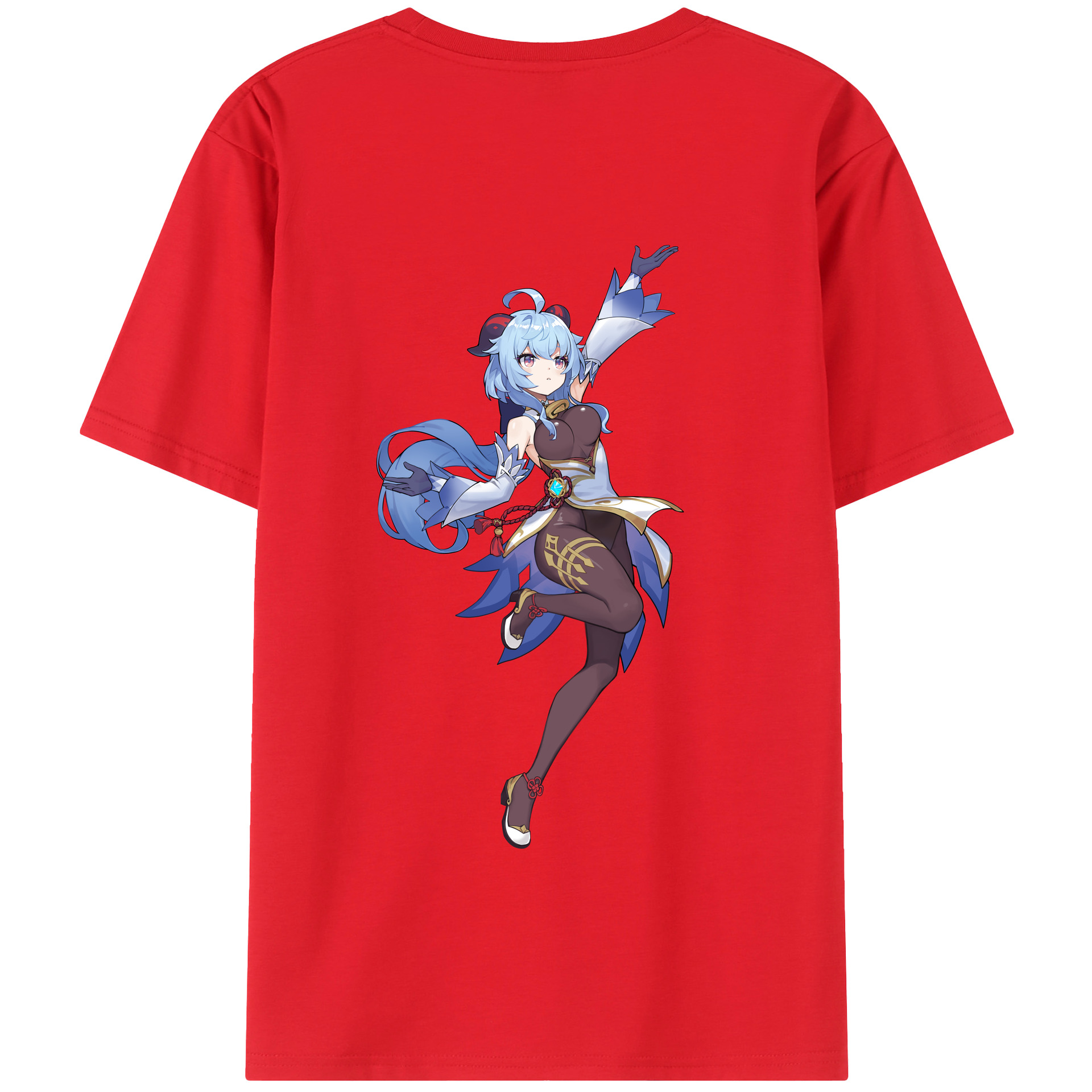 げんし神 甘雨 かんう genshin Ganyu 綿100％半袖Tシャツ（背面プリント）
