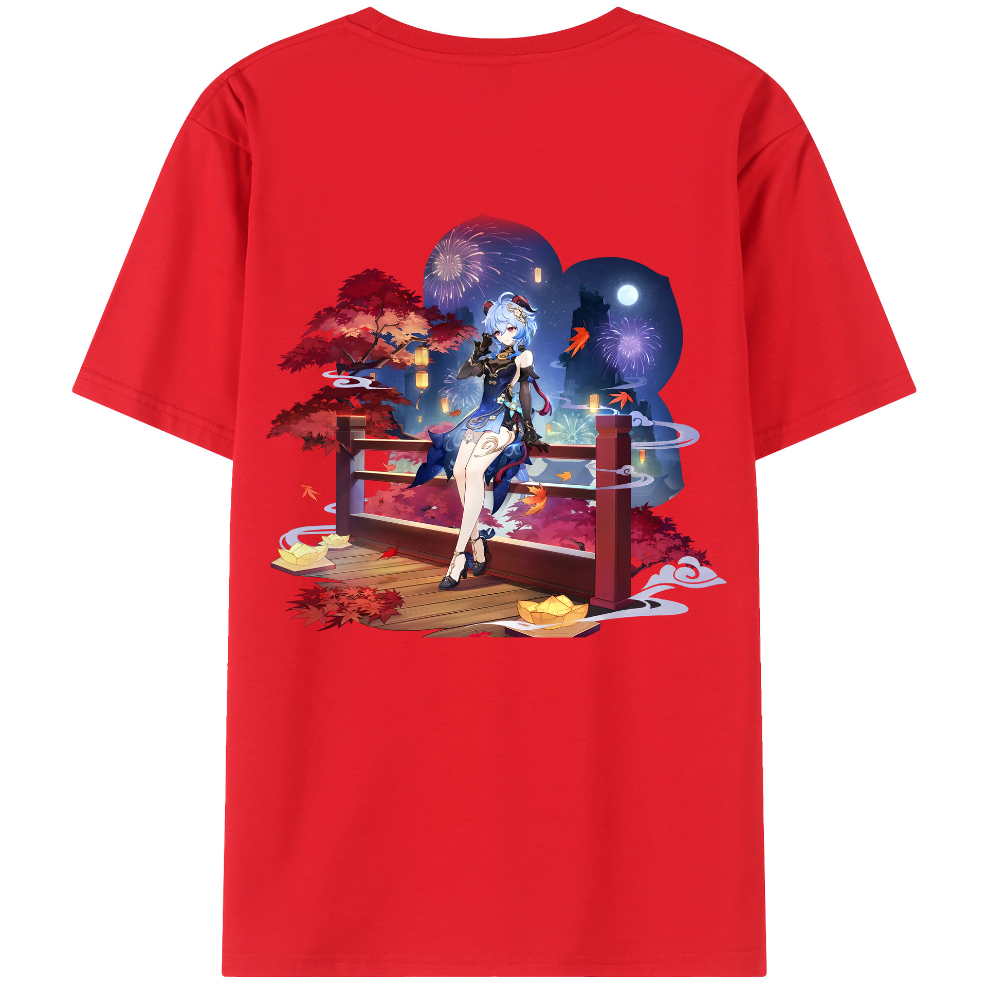 げんし神 甘雨 かんう genshin Ganyu 綿100％半袖Tシャツ（背面プリント）
