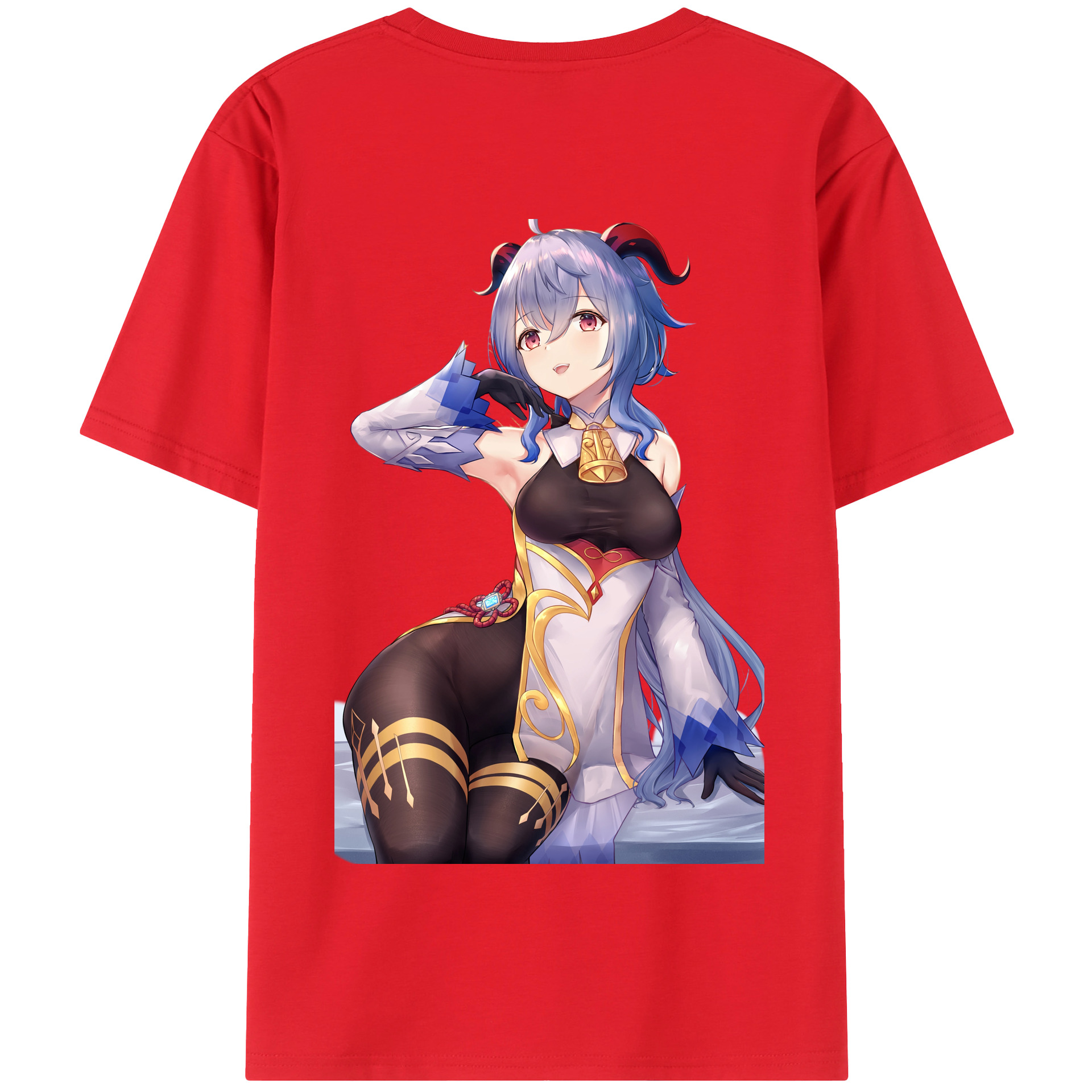 げんし神 甘雨 かんう genshin Ganyu 綿100％半袖Tシャツ（背面プリント）