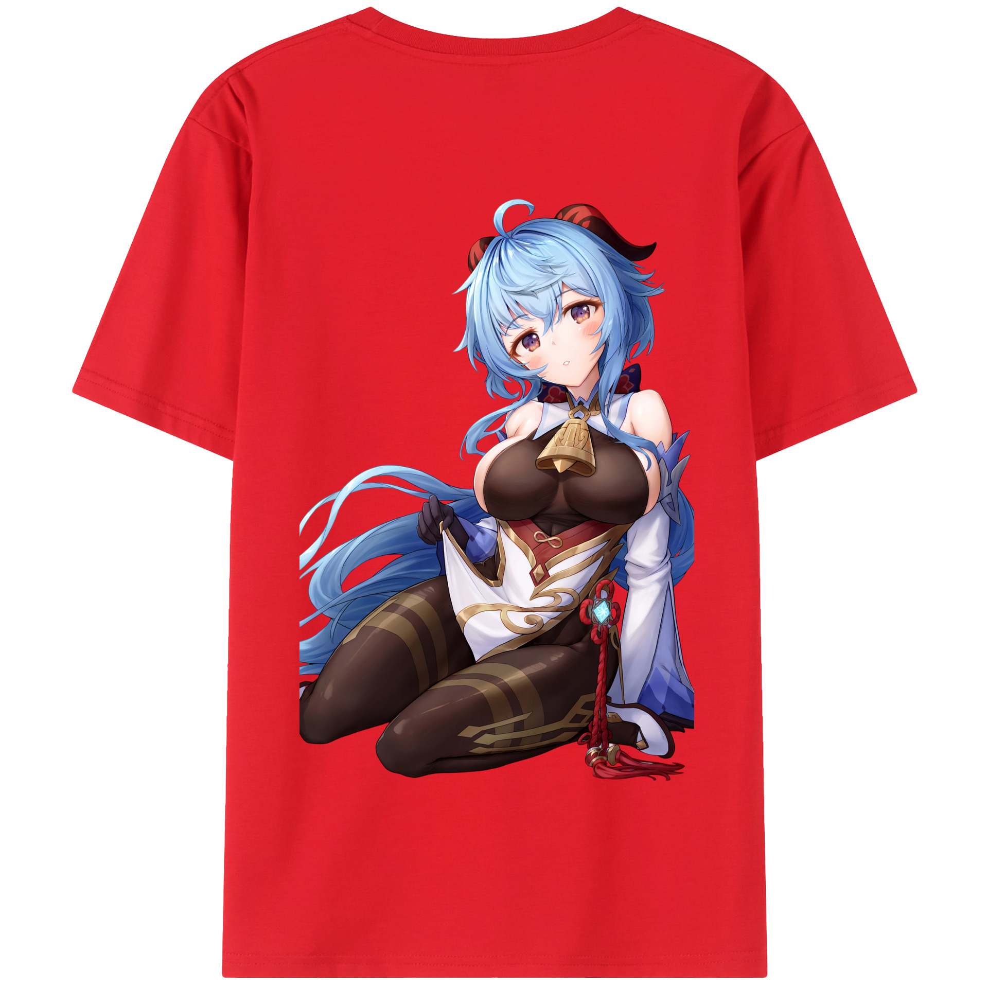 げんし神 甘雨 かんう genshin Ganyu 綿100％半袖Tシャツ（背面プリント）